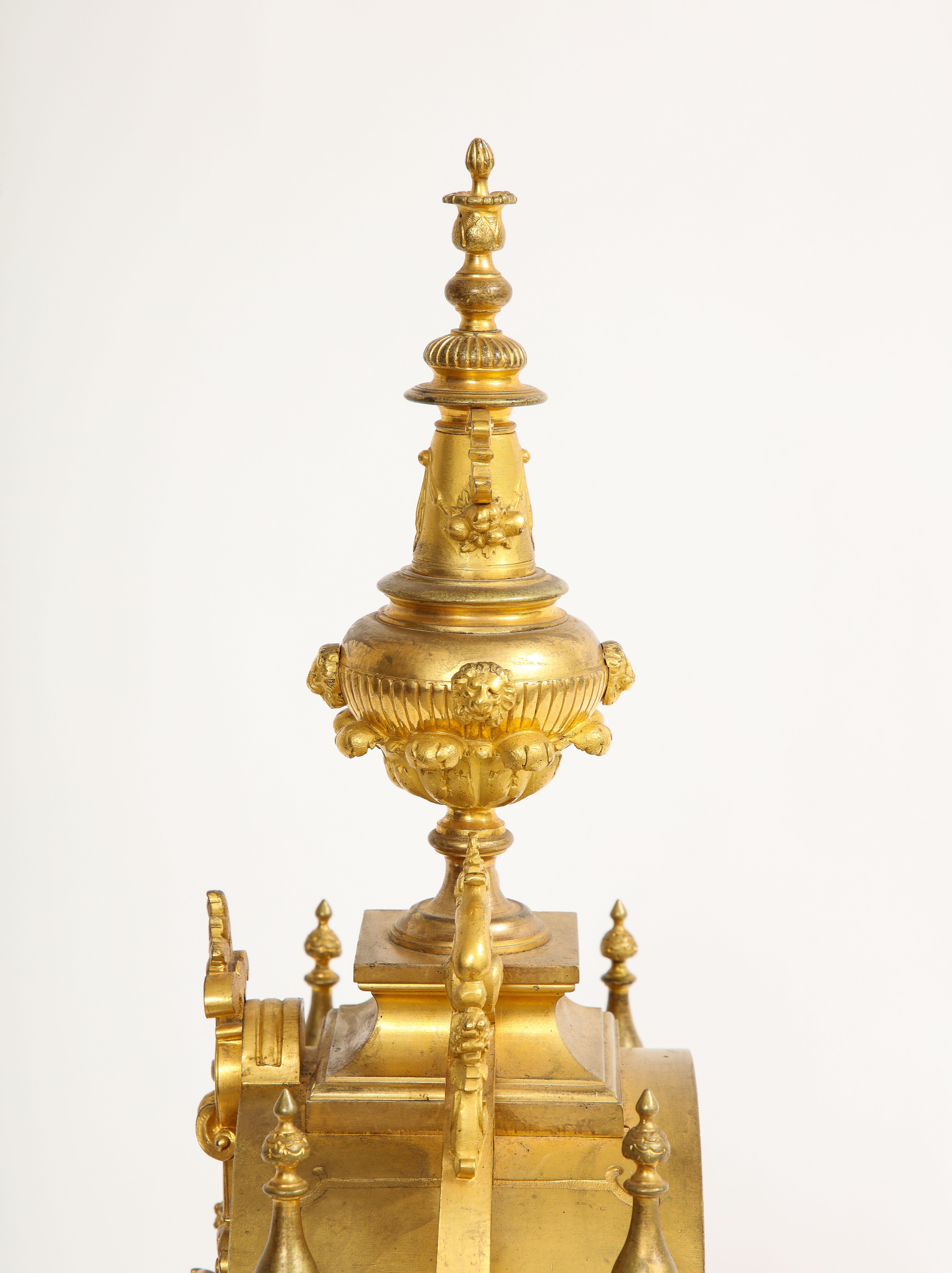 Schöne französische Goldbronze-Uhr aus Lapislazuli im Louis-XVI.-Stil des 19. Jahrhunderts 5