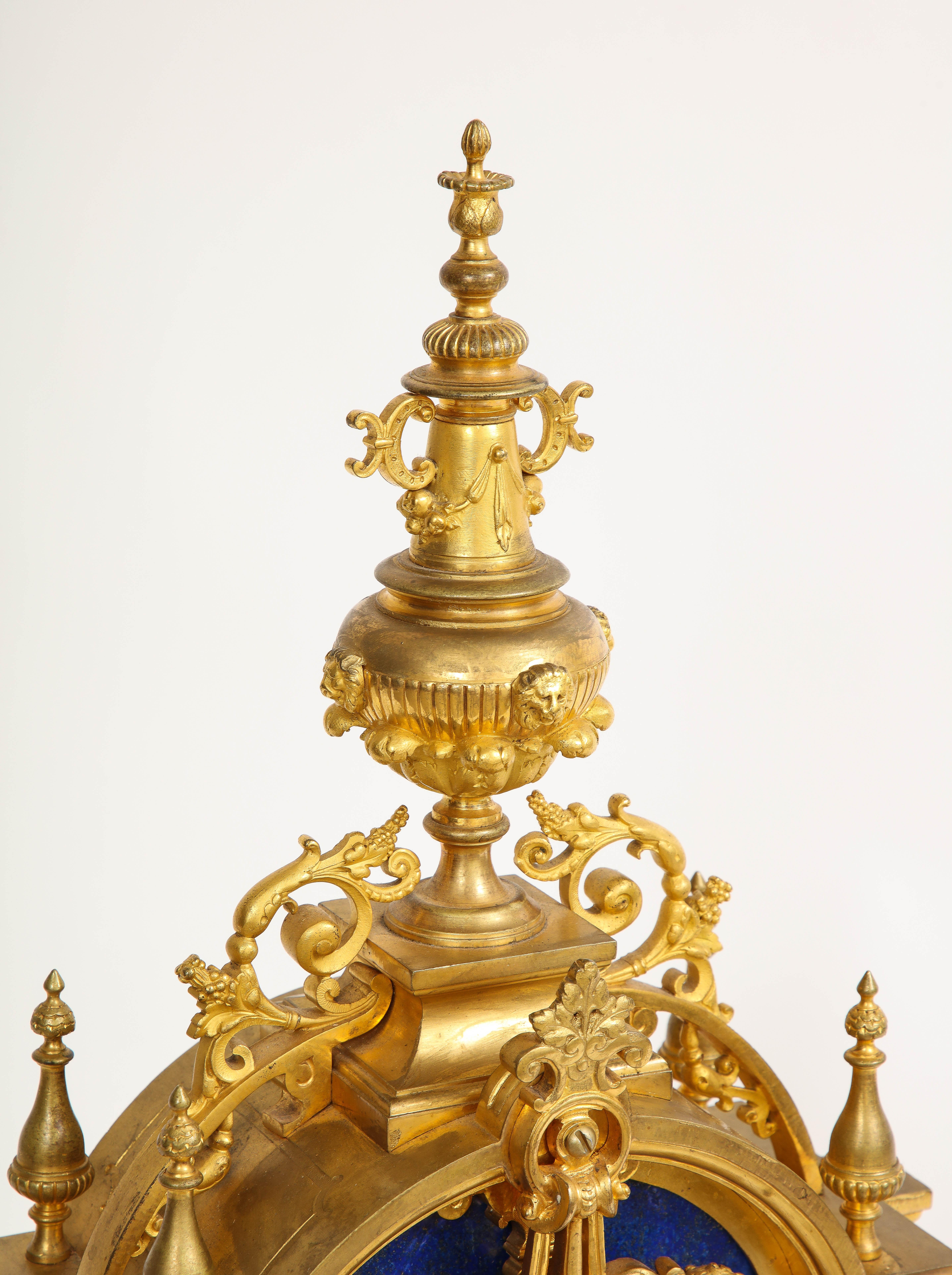 Schöne französische Goldbronze-Uhr aus Lapislazuli im Louis-XVI.-Stil des 19. Jahrhunderts 6