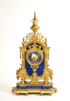 Bellissimo orologio francese del XIX secolo in lapislazzuli in stile Luigi XVI con ormolu