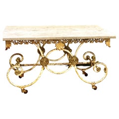 19th Century French Marble Top and Gilt Brass Pastry or Butchers Display Table 
