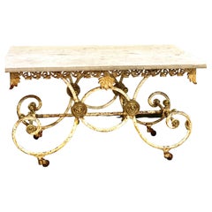 Used 19th Century French Marble Top and Gilt Brass Pastry or Butchers Display Table 