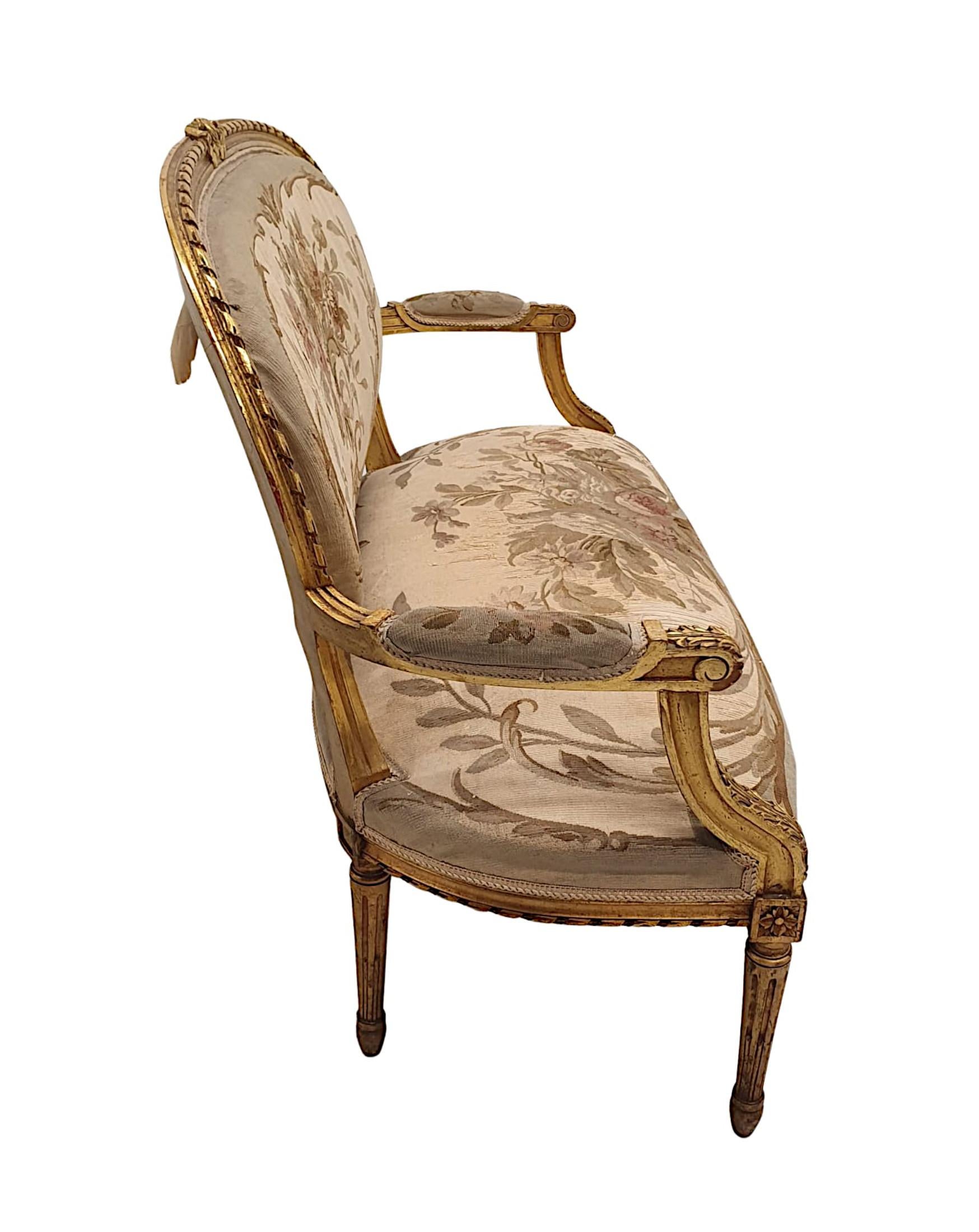 Silk Beautiful 19th Century Giltwood Suite For Sale