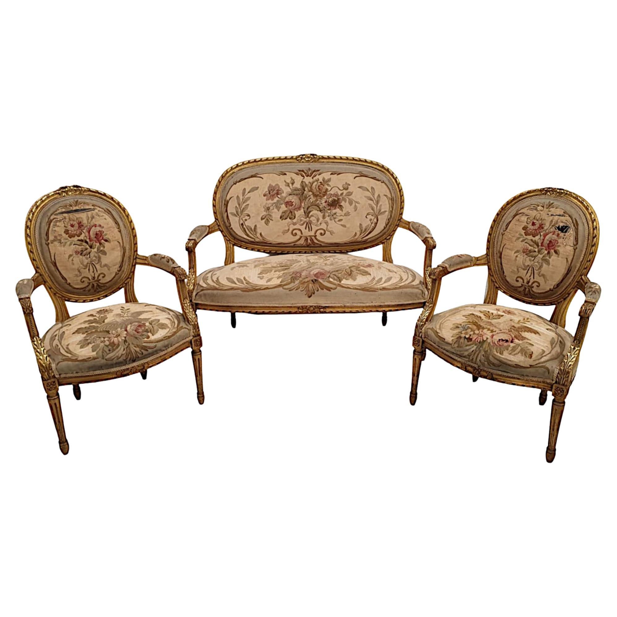Beautiful 19th Century Giltwood Suite For Sale