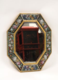 A Beautiful 19th-Century Italian Floral Micromosaic Octagonal Mirror