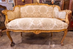 Beautiful 19th Century Louis XV Gilt Carved Small Settee