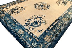 A Beautiful 19th Century Ningxia Chinese Dragon Ivory Rug
