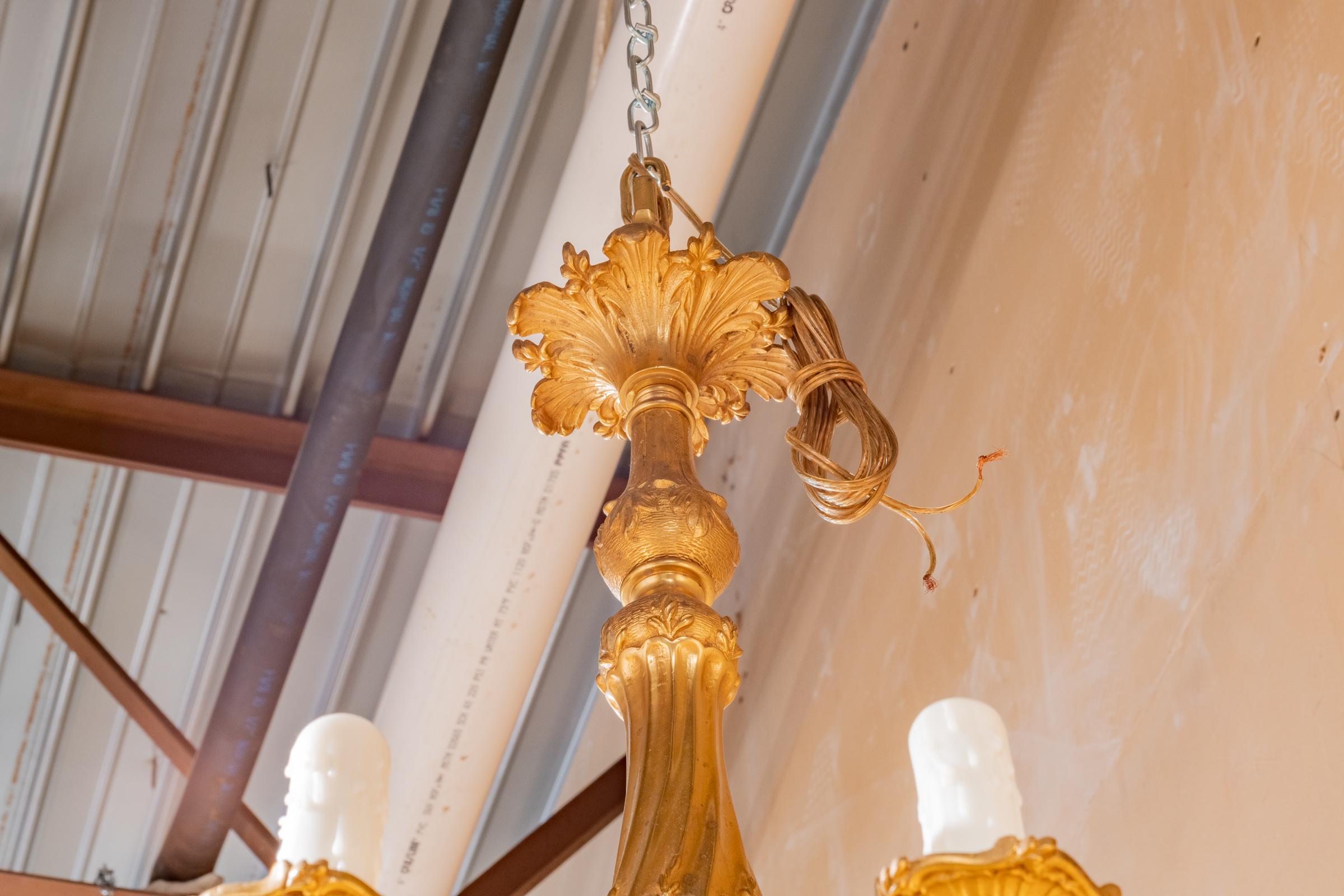 Beautiful 19th Century Regence Gilt Bronze Chandelier In Good Condition For Sale In Dallas, TX