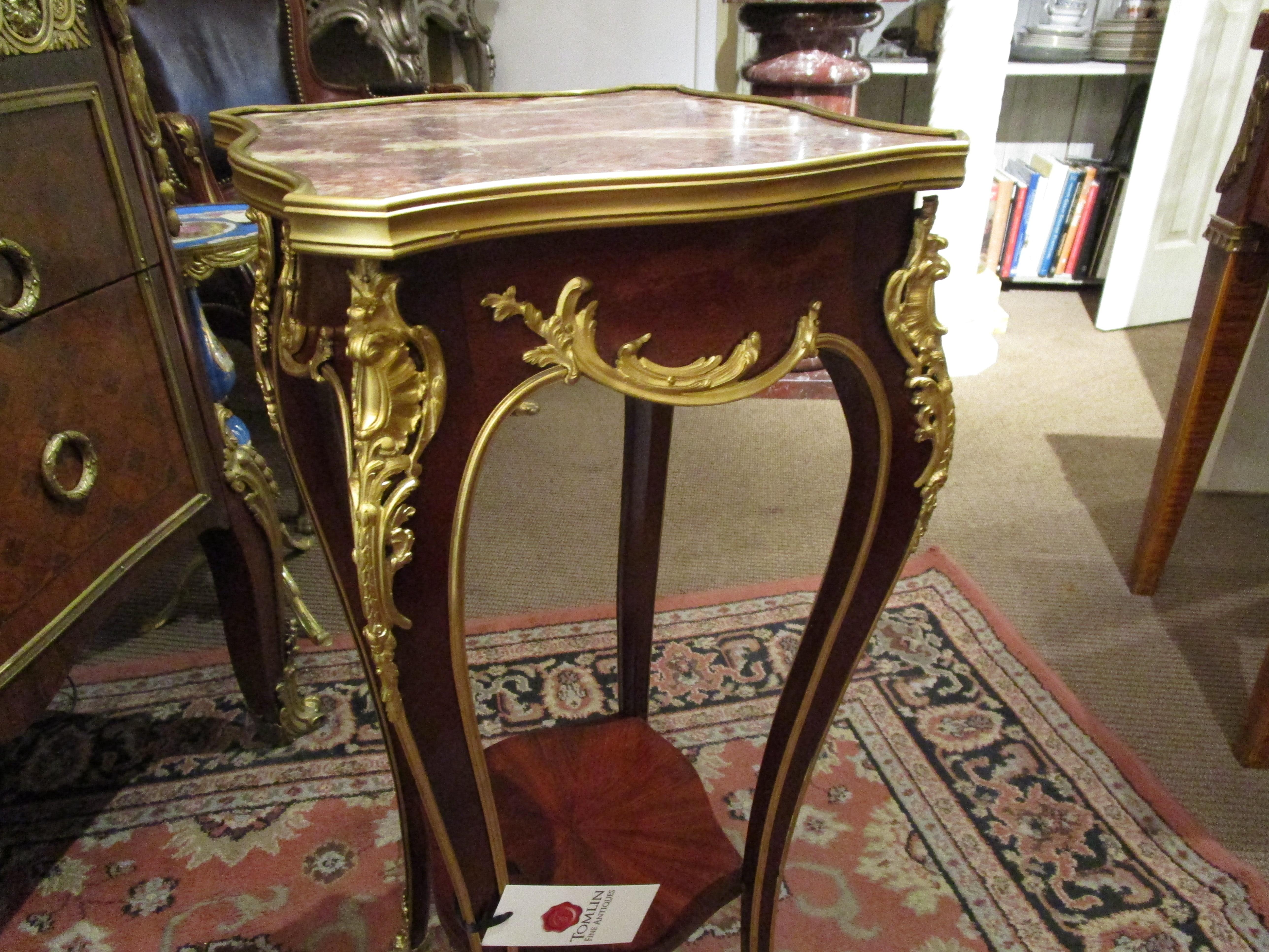 Gilt A beautiful 19th  French  side table . Mahogany and gilt bronze mounts by Durand For Sale