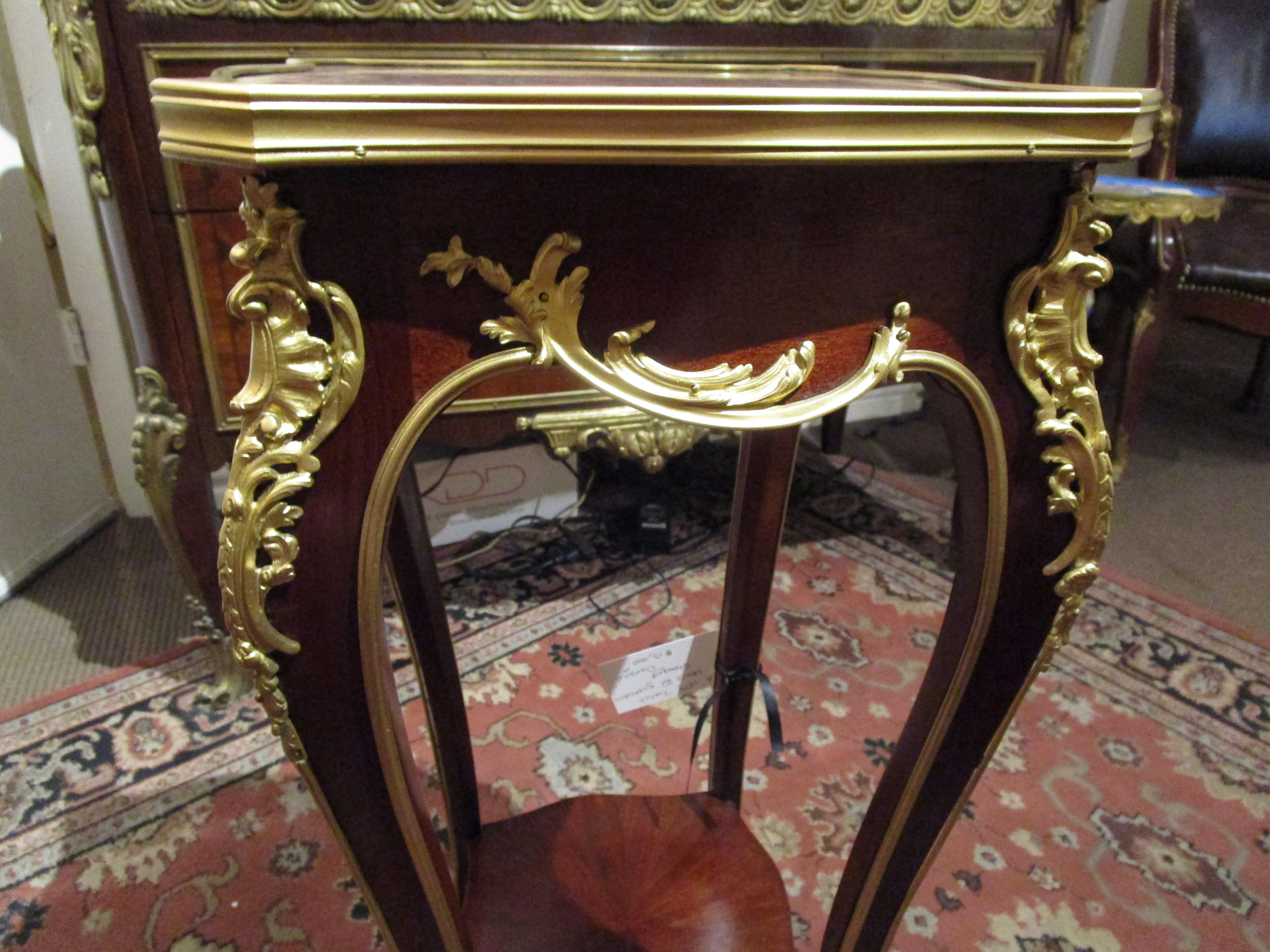 Bronze A beautiful 19th  French  side table . Mahogany and gilt bronze mounts by Durand For Sale
