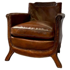 Precioso y raro sillón de cuero de Otto Schultz, hacia 1920