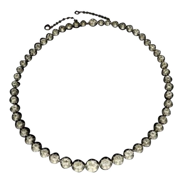 A Beautiful Antique Diamond Riviere Necklace Set in Silver and Gold