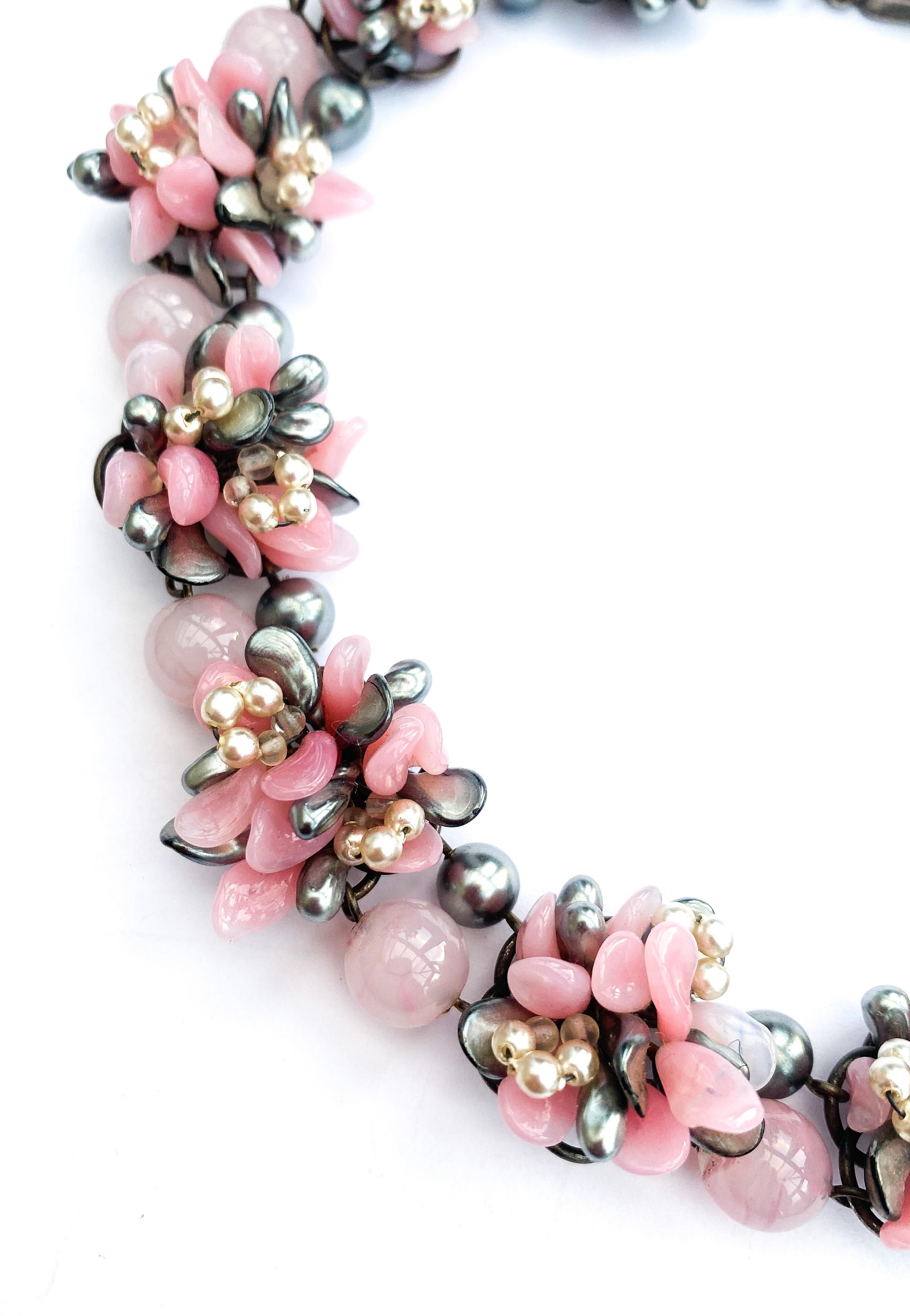 A beautiful artisan glass and paste pearl parure, Louis Rousselet, France, 1950s 1