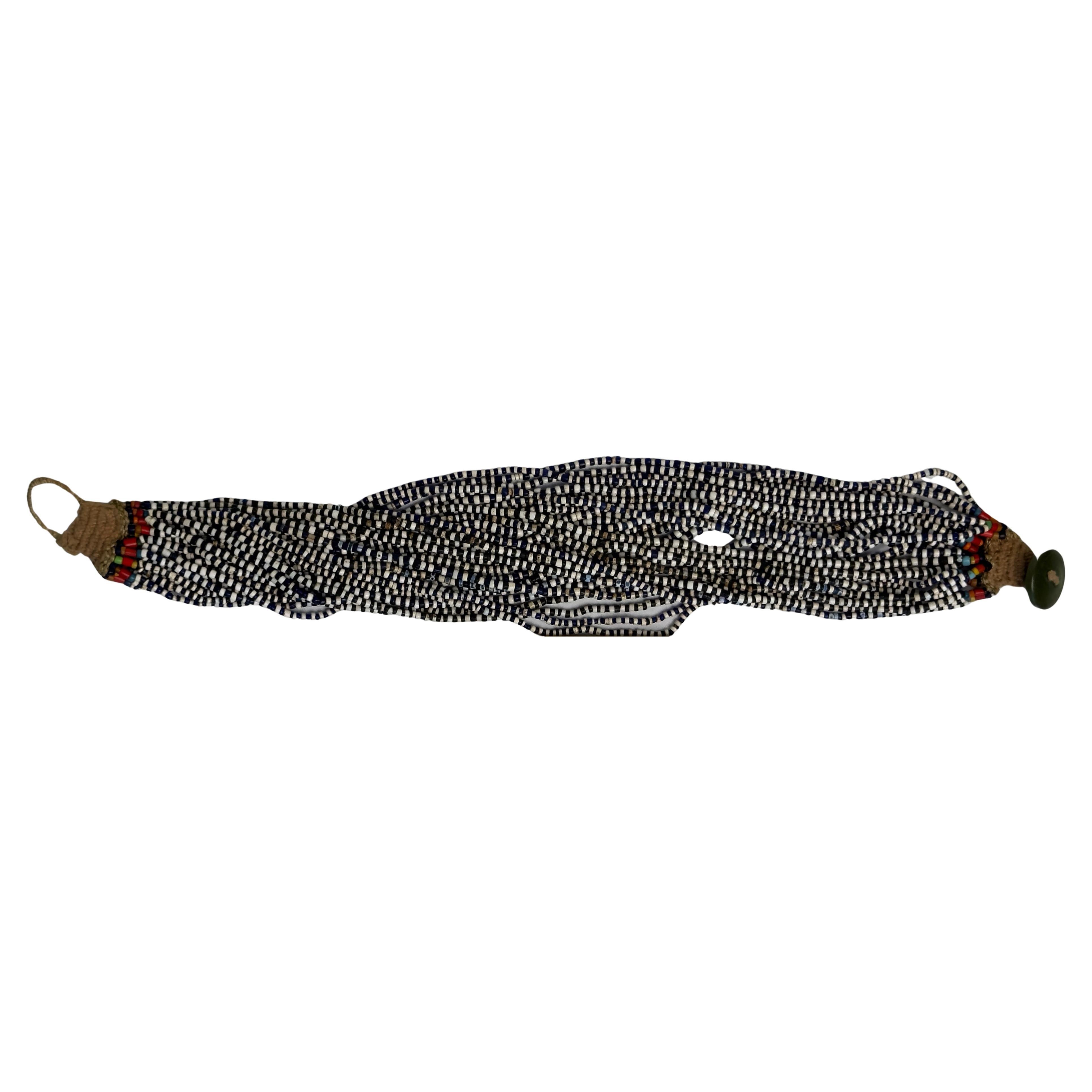 A beautiful black-and-white beaded necklace
