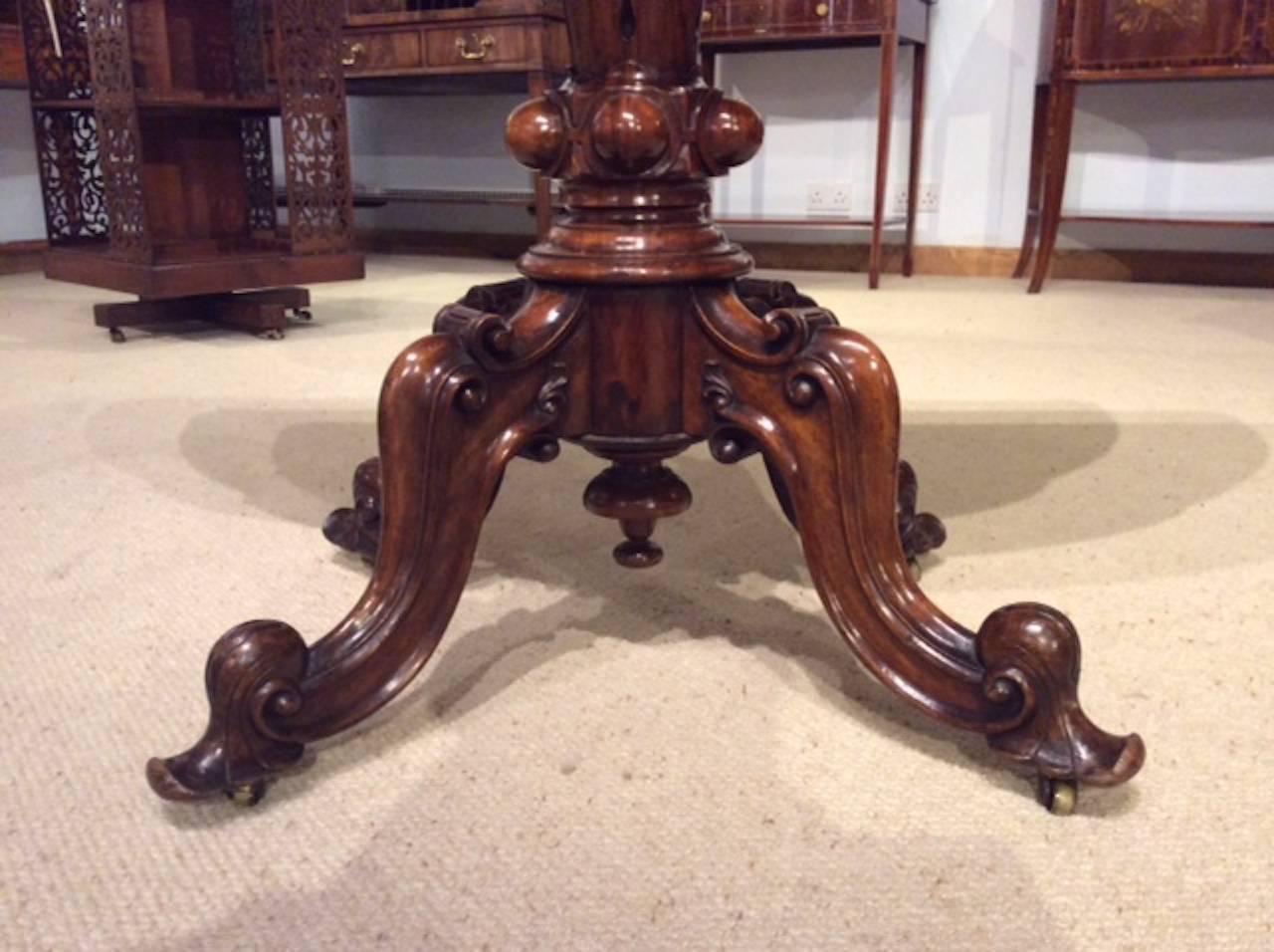 Beautiful Burr Walnut and Marquetry Inlaid Victorian Period Fold over Card Table 3