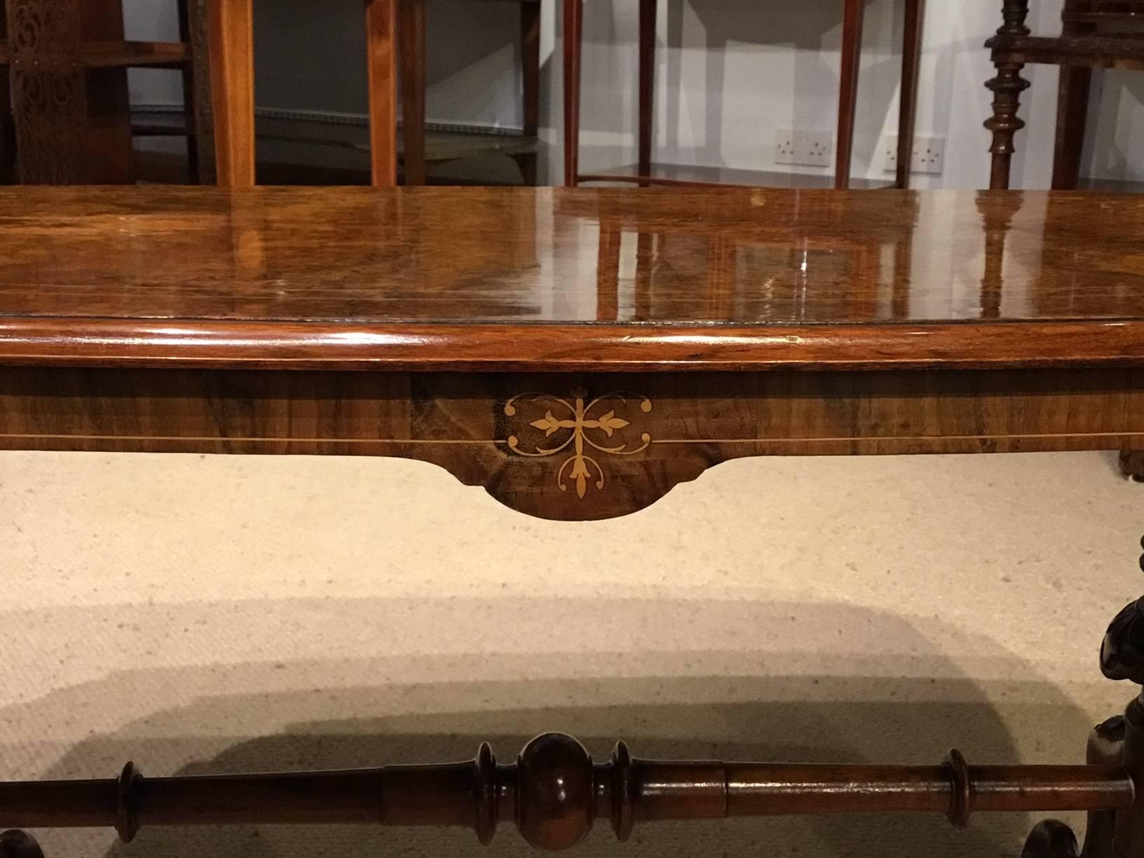 Beautiful Burr Walnut Inlaid Victorian Period Antique Coffee Table 6