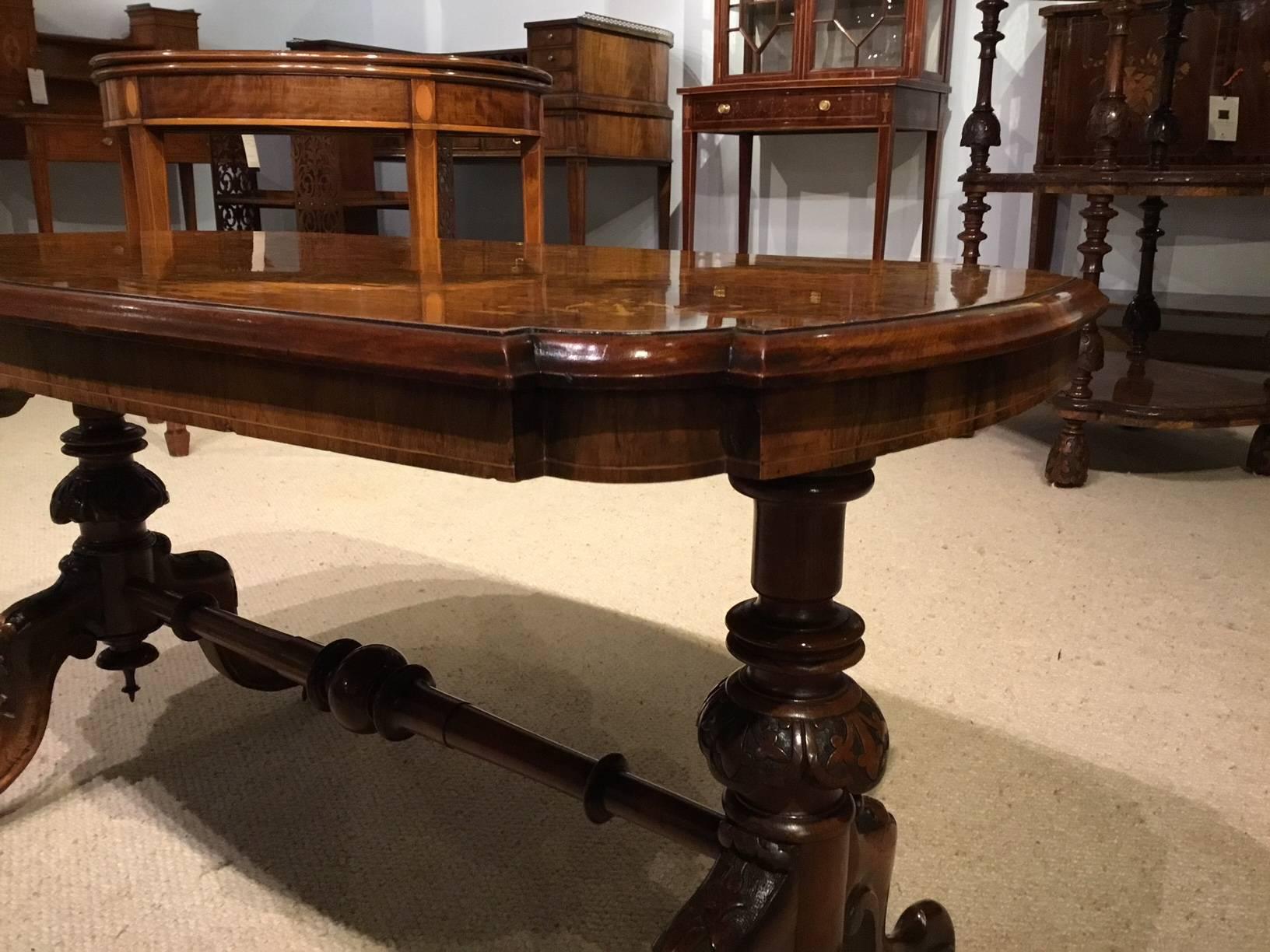 Beautiful Burr Walnut Inlaid Victorian Period Antique Coffee Table 4