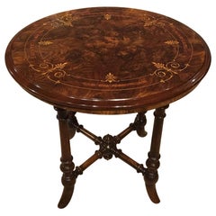 Antique Beautiful Burr Walnut Victorian Period Circular Coffee Table