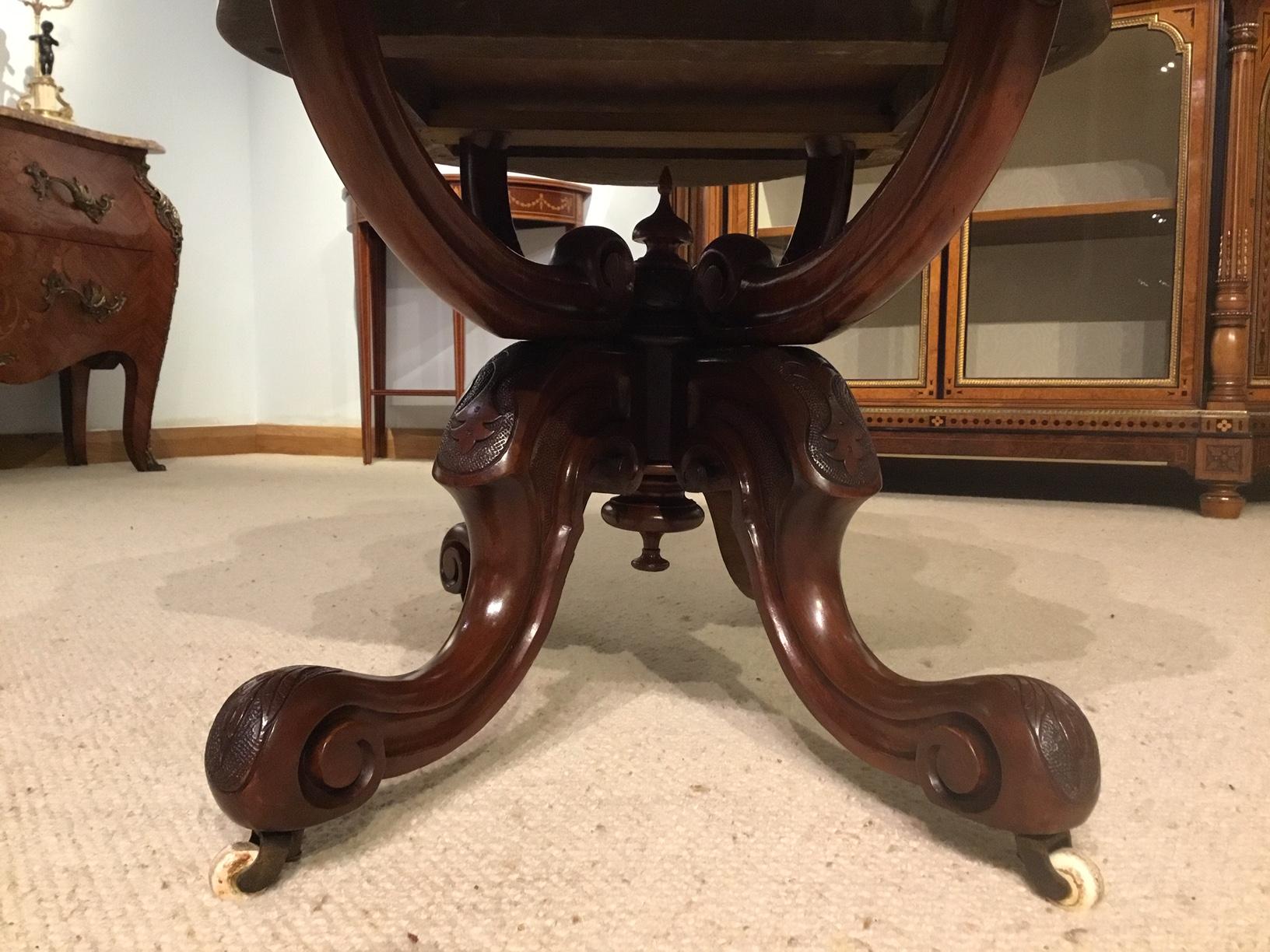 A beautiful burr walnut Victorian shaped coffee table For Sale 5