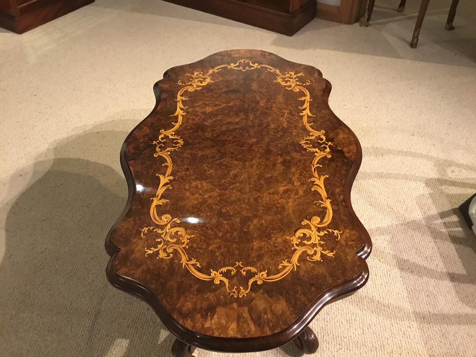 Walnut A beautiful burr walnut Victorian shaped coffee table For Sale