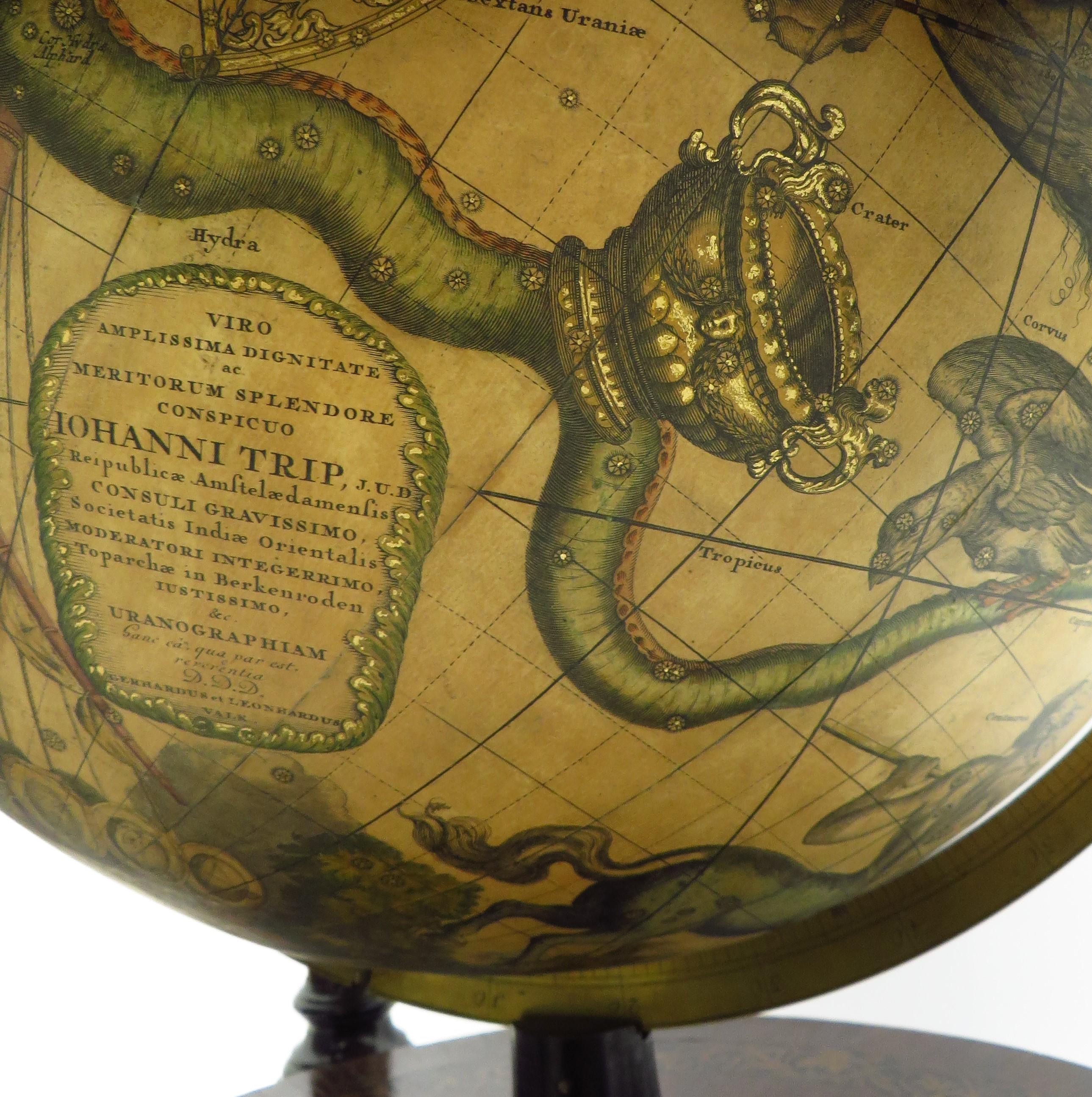 Other A beautiful Celestial Table Globe produced by Gerard & Leonard Valk For Sale