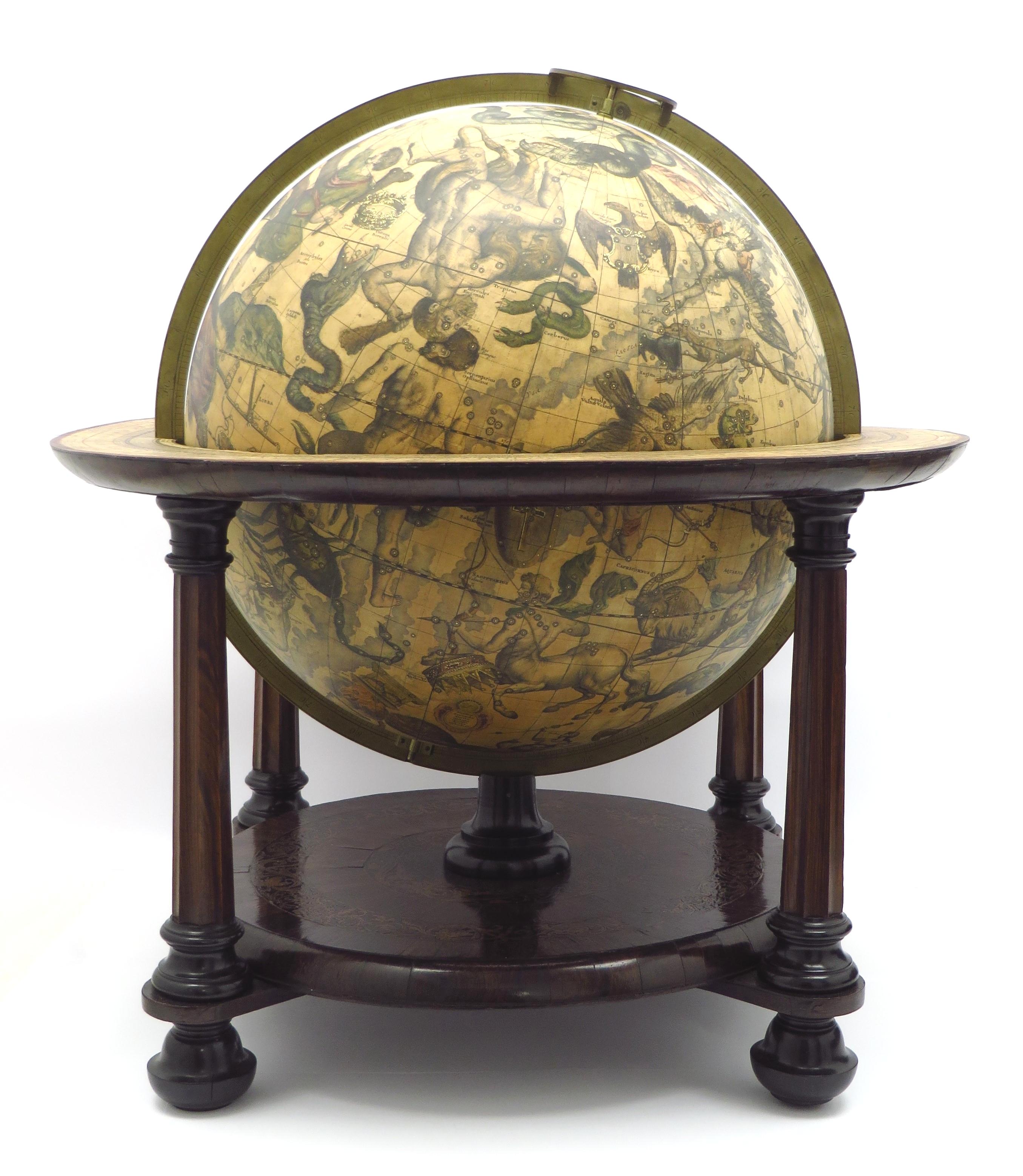 A magnificent and very rare early 18th century celestial table globe produced by Gerard and Leonard Valk. Established at the end of the previous century by Gerard Valk, and assisted by his son Leonard, the firm became the only publisher of globes in