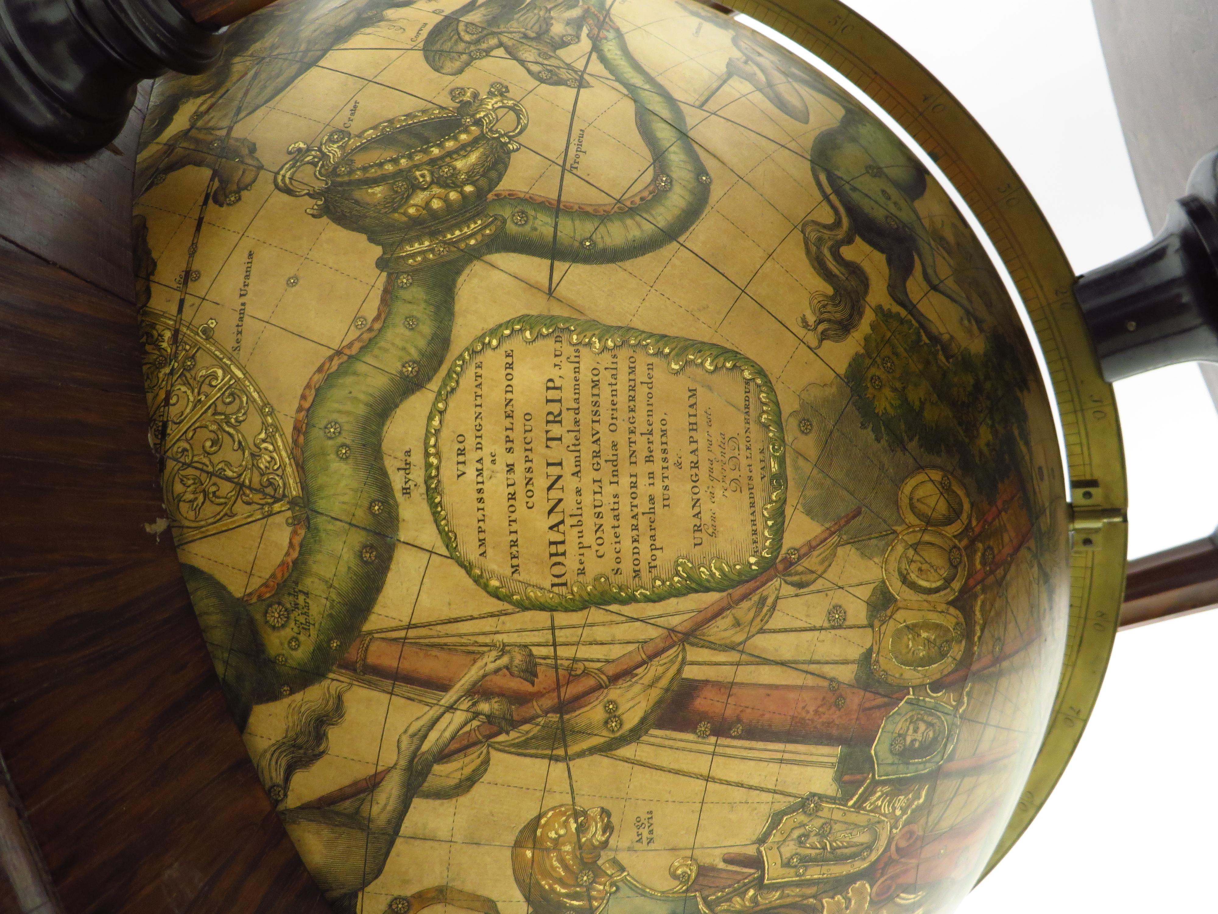 Amsterdam School A beautiful Celestial Table Globe produced by Gerard & Leonard Valk For Sale