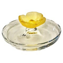 A beautiful crystal trinket or ring dish, made by the French glassmaker Daum