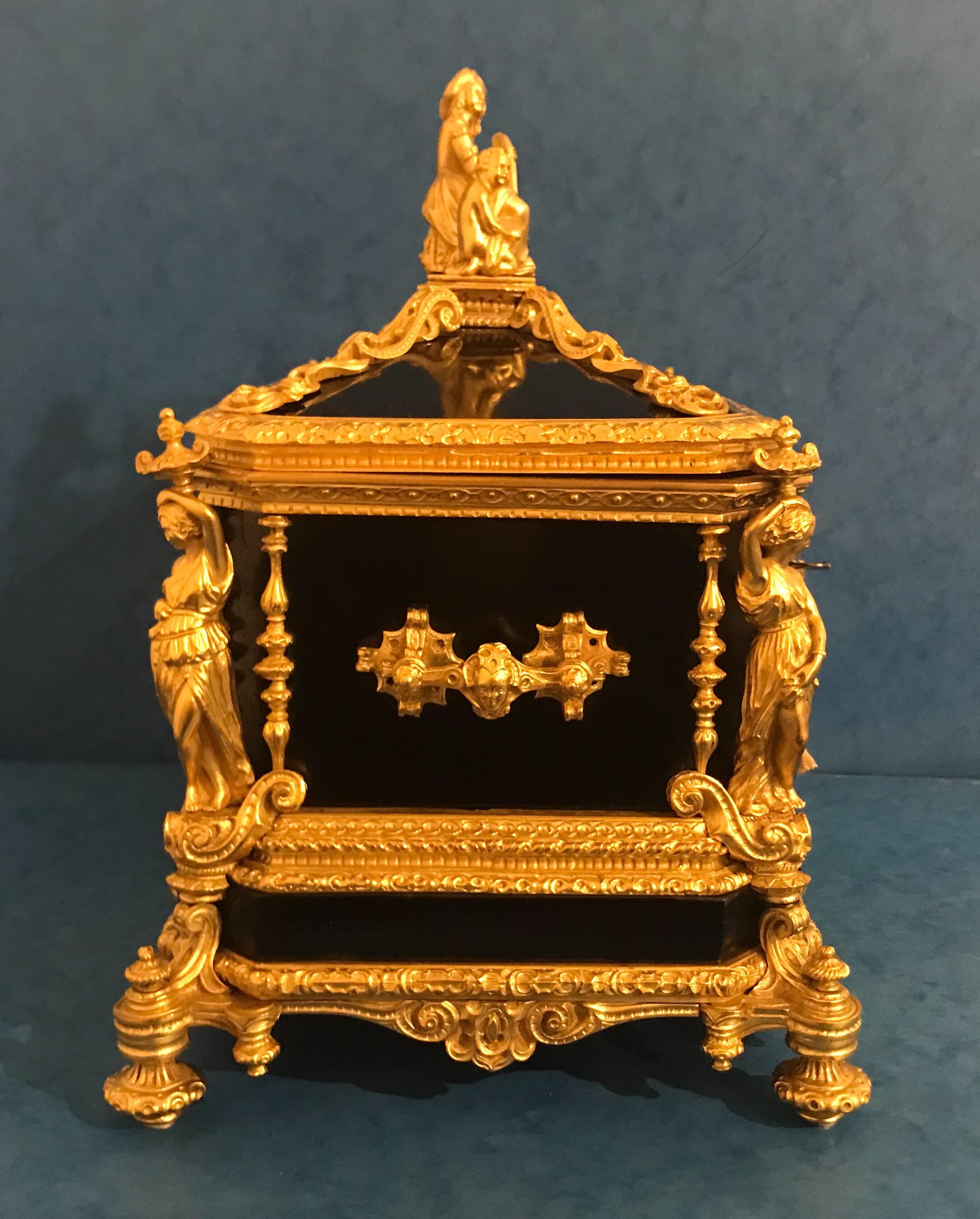 Beautiful Decorative French 1830 Ebony and Ormolu Sarcophagus Box 3