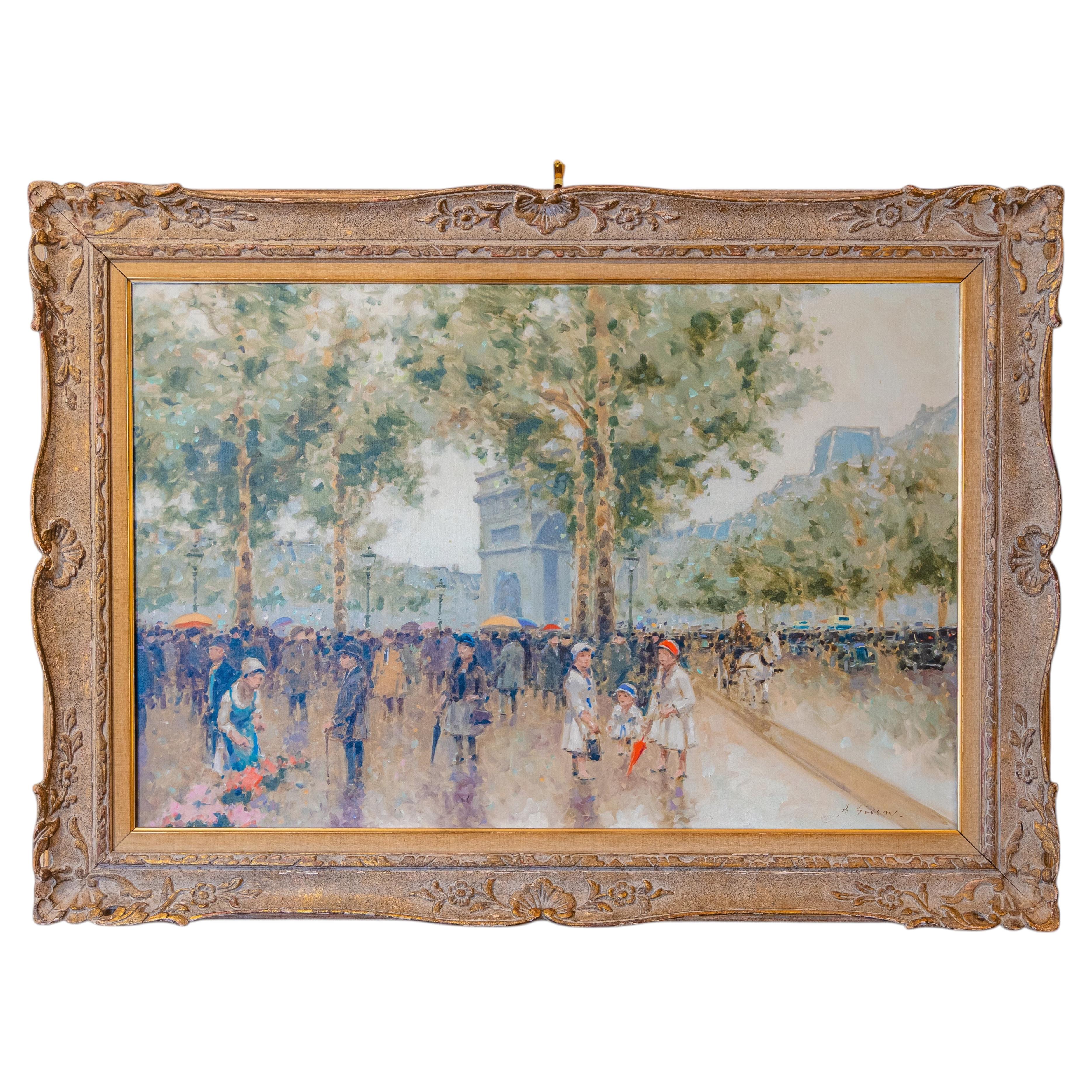 Une magnifique huile sur toile du début du XXe siècle, signée Andre Gisson.
