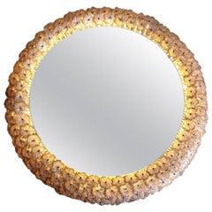Beautiful Emil Stejnar Back Lit Mirror with Murano Glass Flowers Surround