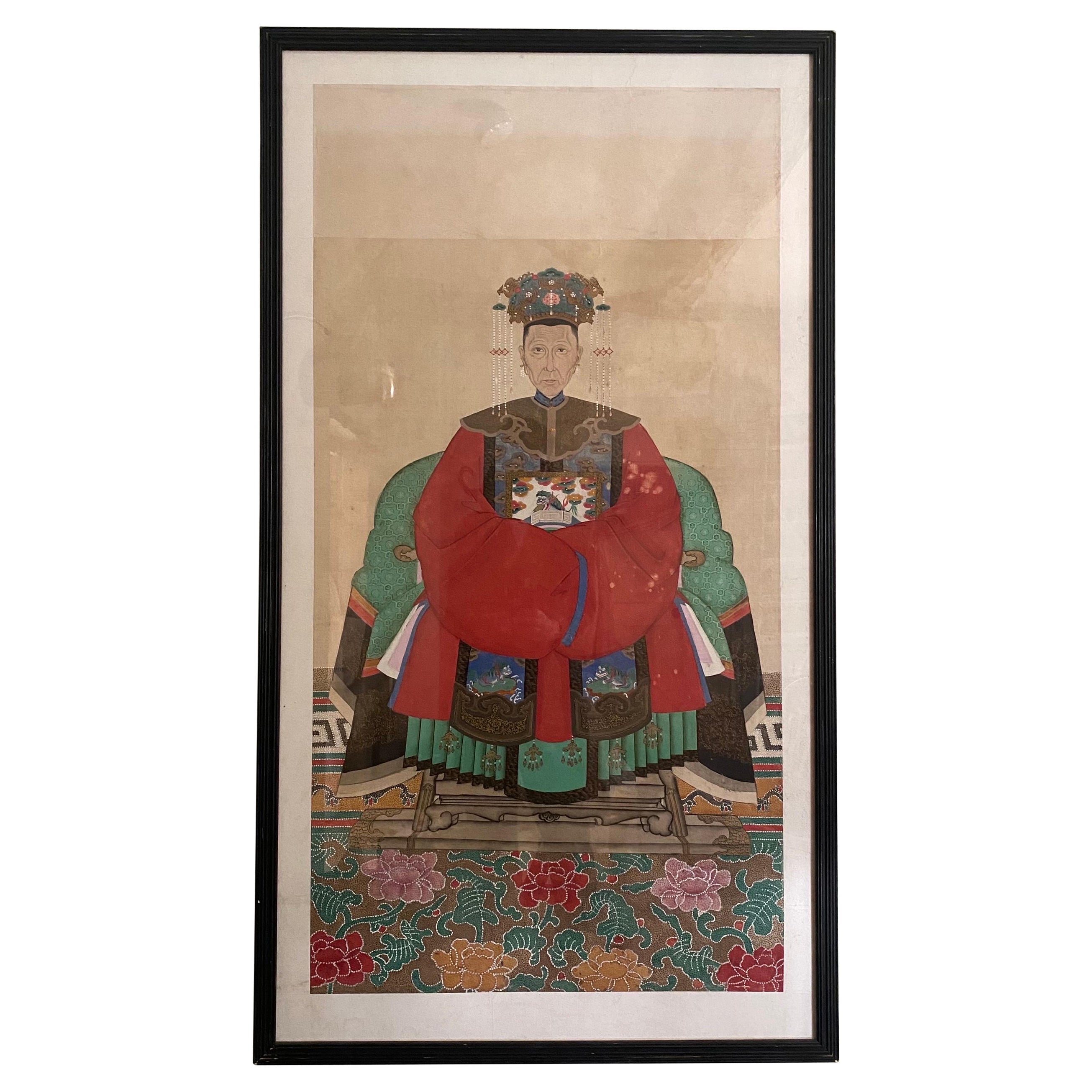 A Beautiful Example of a Chinese Ancestral Portrait on Silk