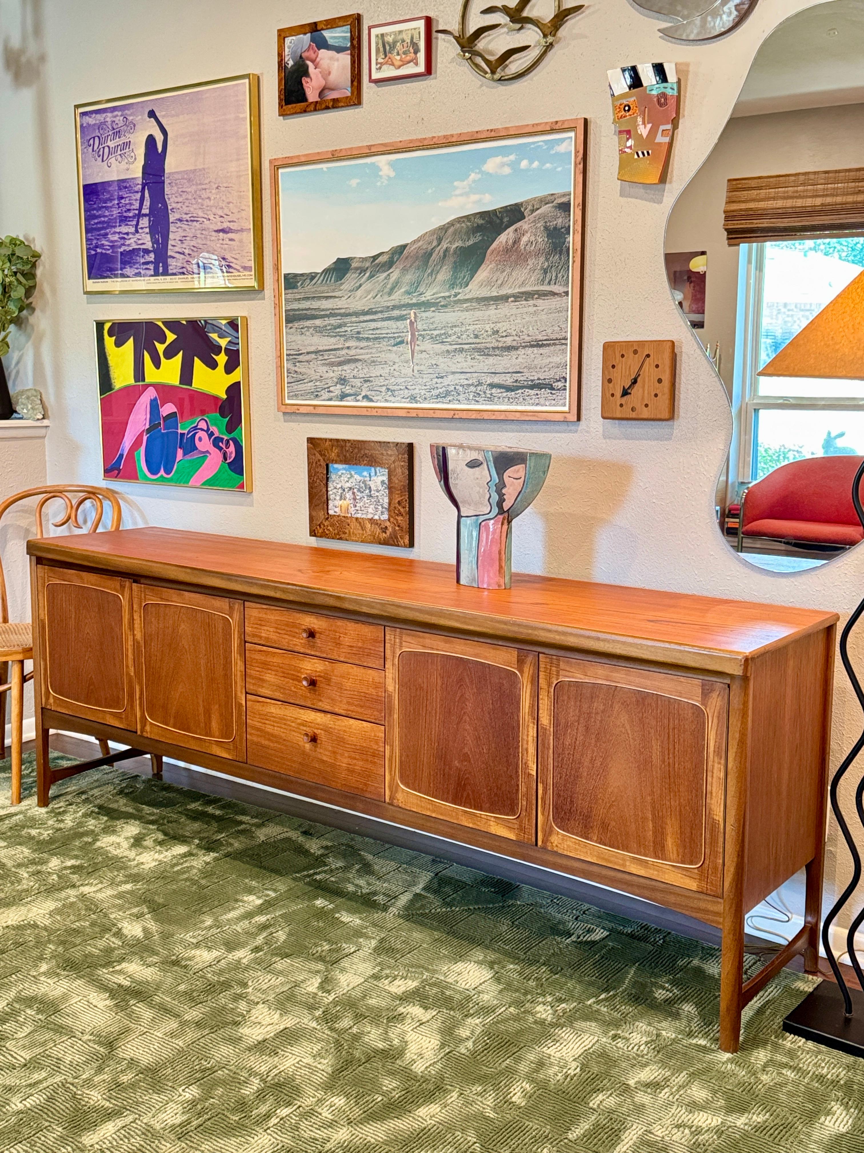 A beautiful, extra long teak sideboard by Nathan Furniture, called “Squares.” For Sale 3