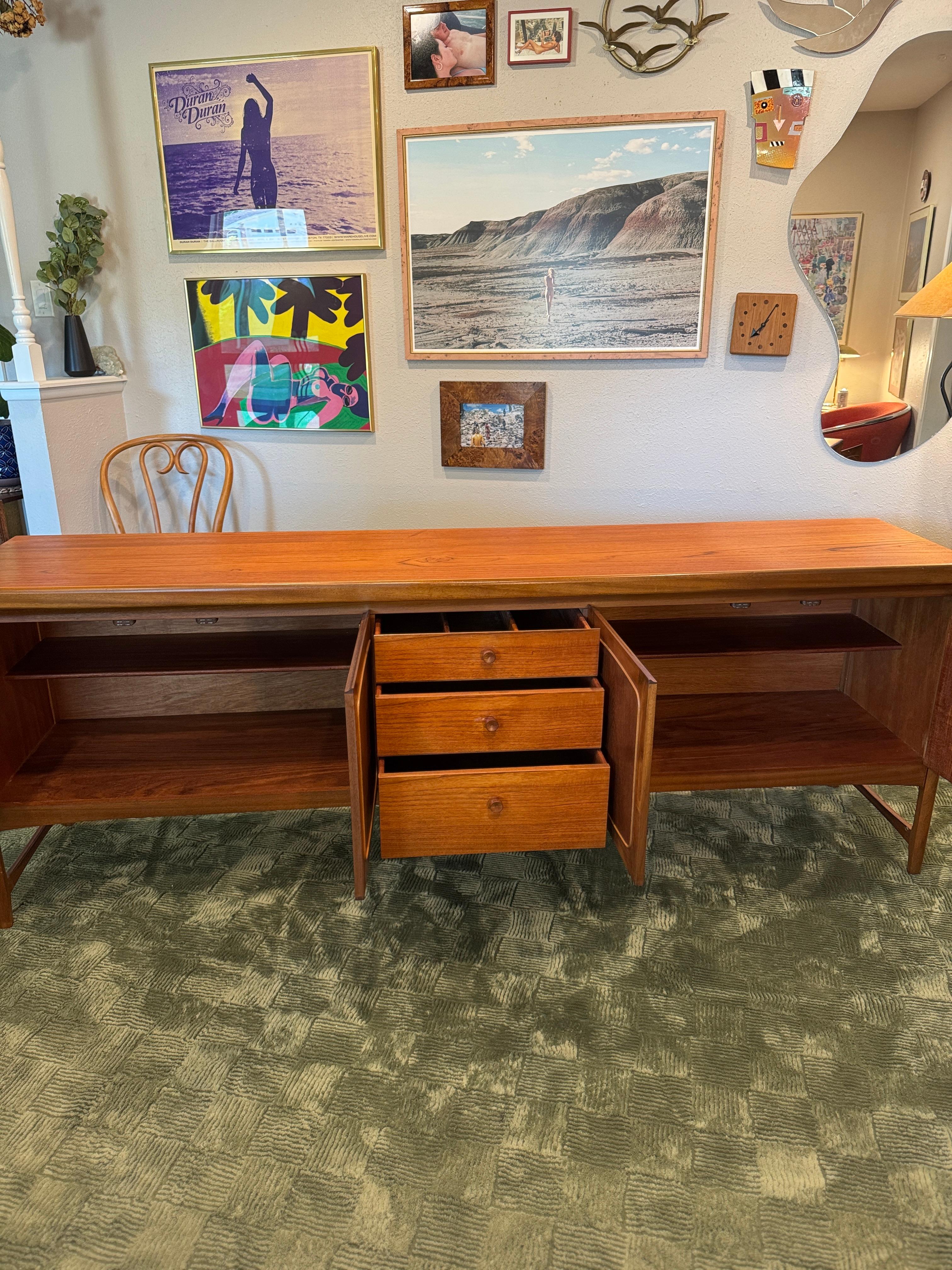 Teak A beautiful, extra long teak sideboard by Nathan Furniture, called “Squares.” For Sale