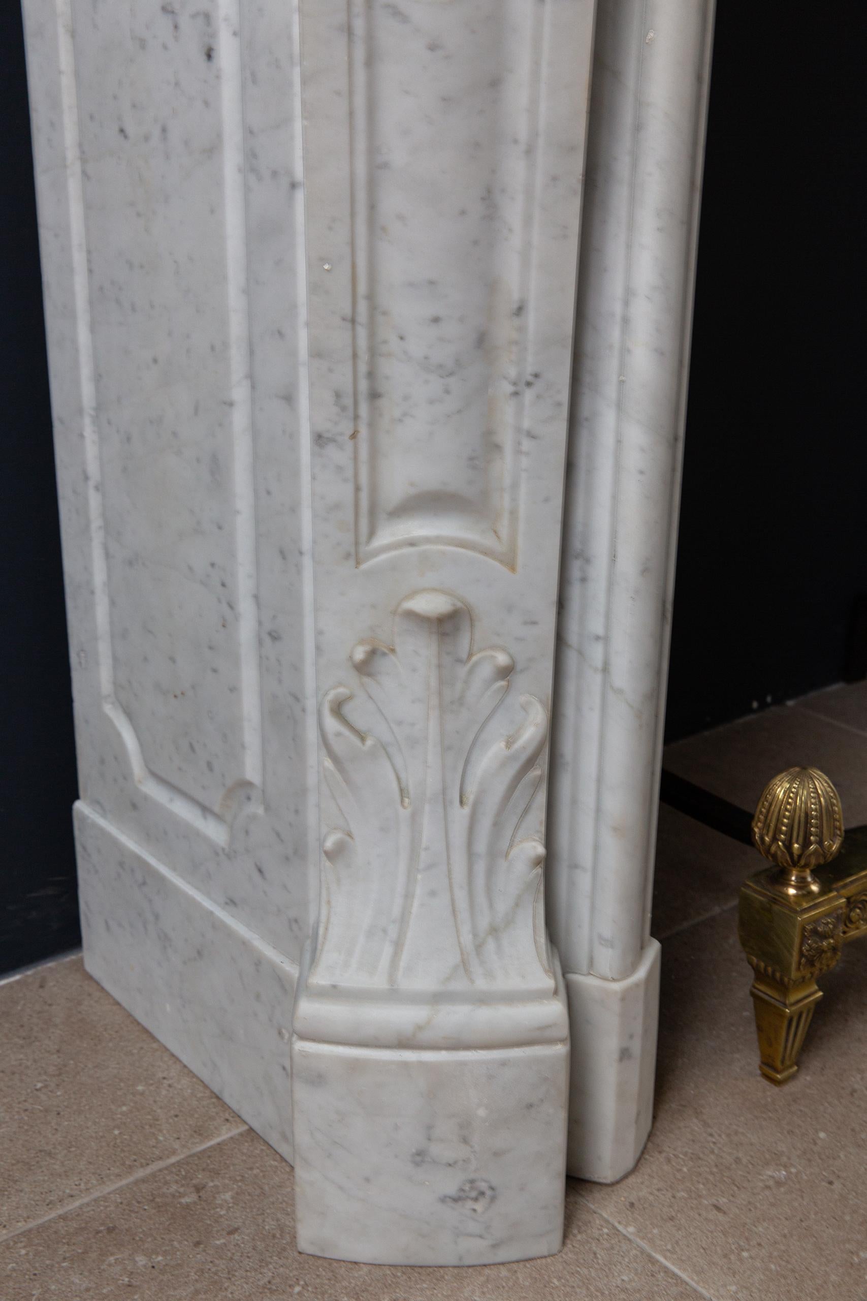 Beautiful French Antique Fireplace in Louis XV Style, Made of Carrara Marble 11