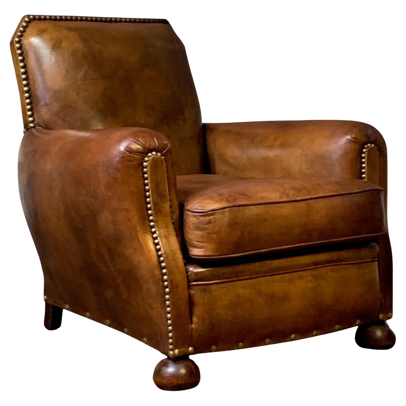 A Beautiful French Leather Chair, Normandy Model, Circa 1910’s