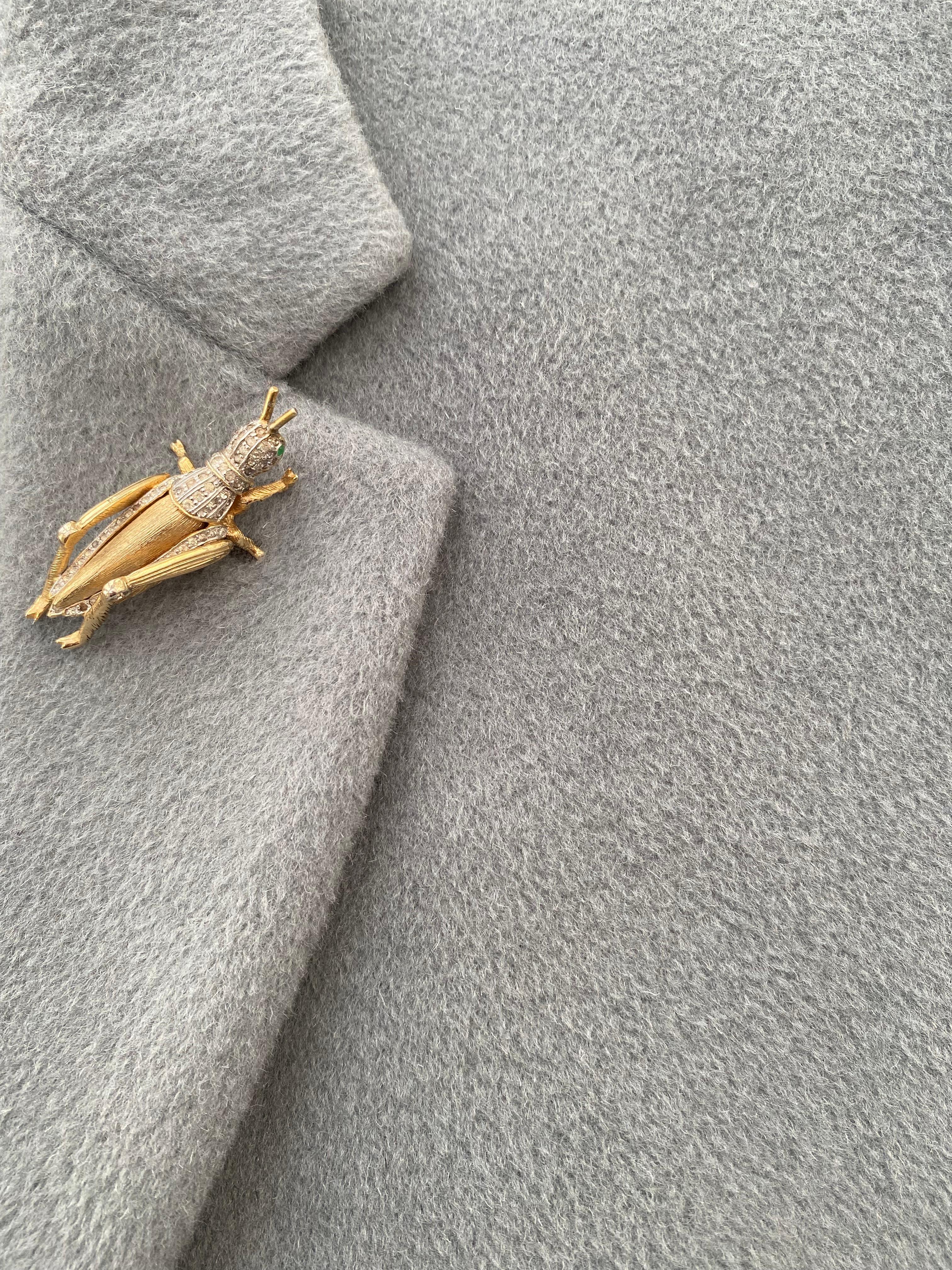 A beautiful gilt and clear paste 'grasshopper' brooch, Nettie Rosenstein, 1960s. For Sale 1