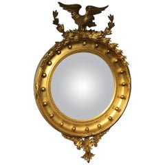 Beautiful Giltwood and Gesso Regency Style Convex Wall Mirror