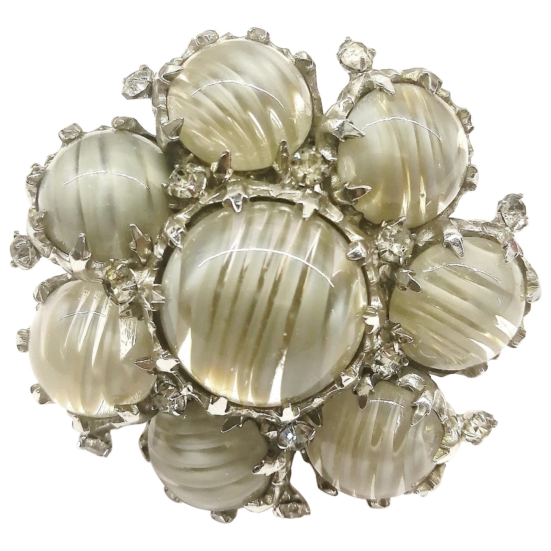 A beautiful glass and paste brooch, Christian Dior by Mitchel Maer, 1950s