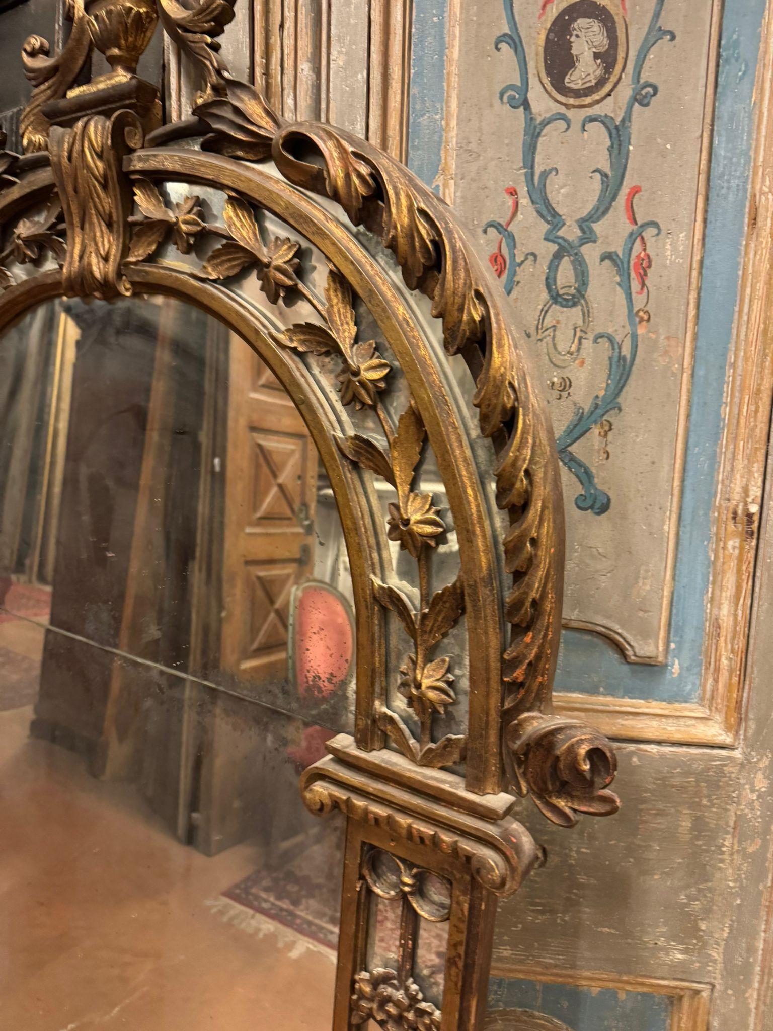 Mirror A beautiful, highly valuable Neoclassical mirror gilded and carved, Italy For Sale