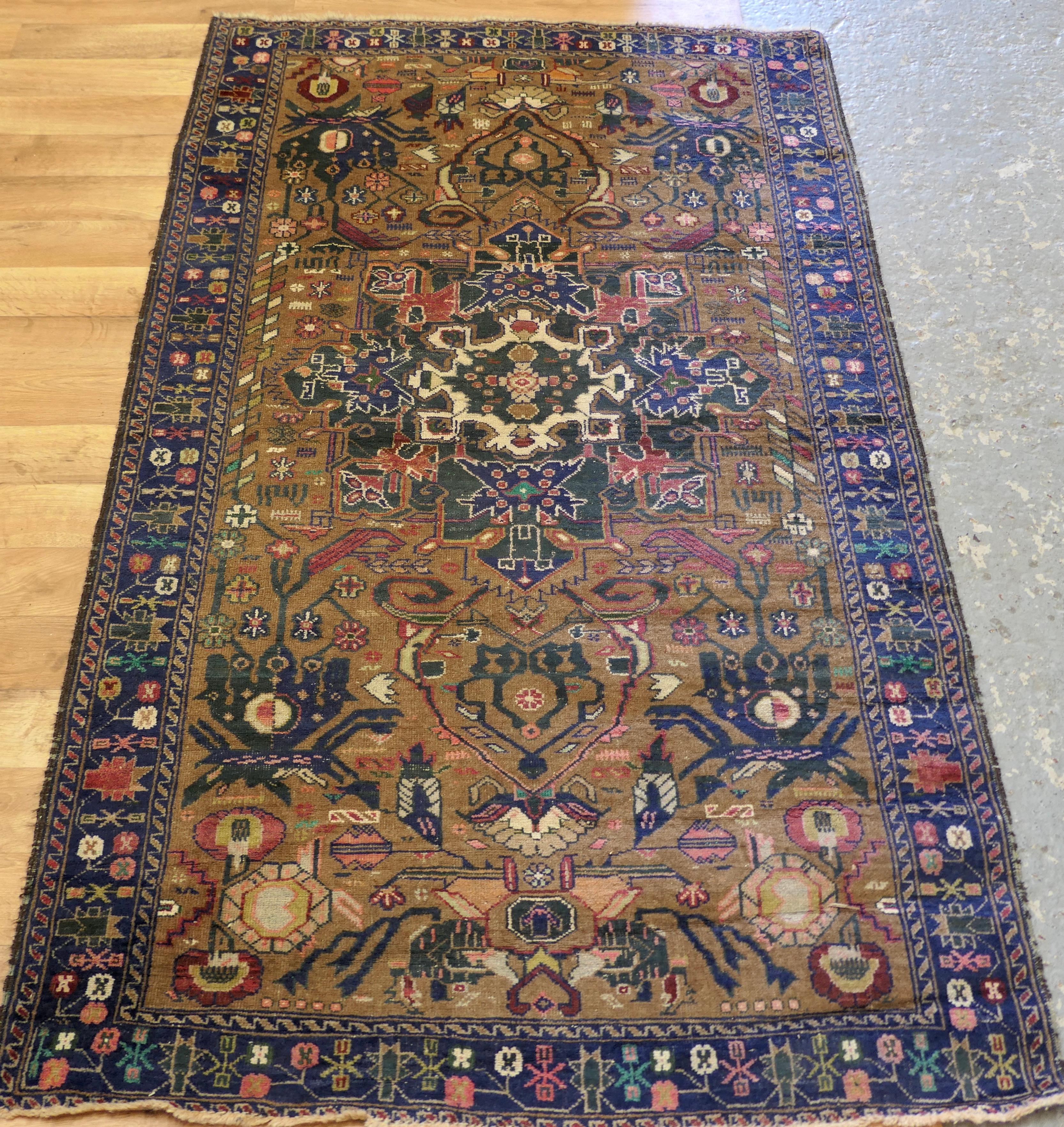 A Beautiful Large French rug

This is a very attractive multi coloured design with an attractive pattern in the Persian style and in the colours favoured in the North of Africa 
This wool rug is from early 20th Century it measures 78” x 48” it is