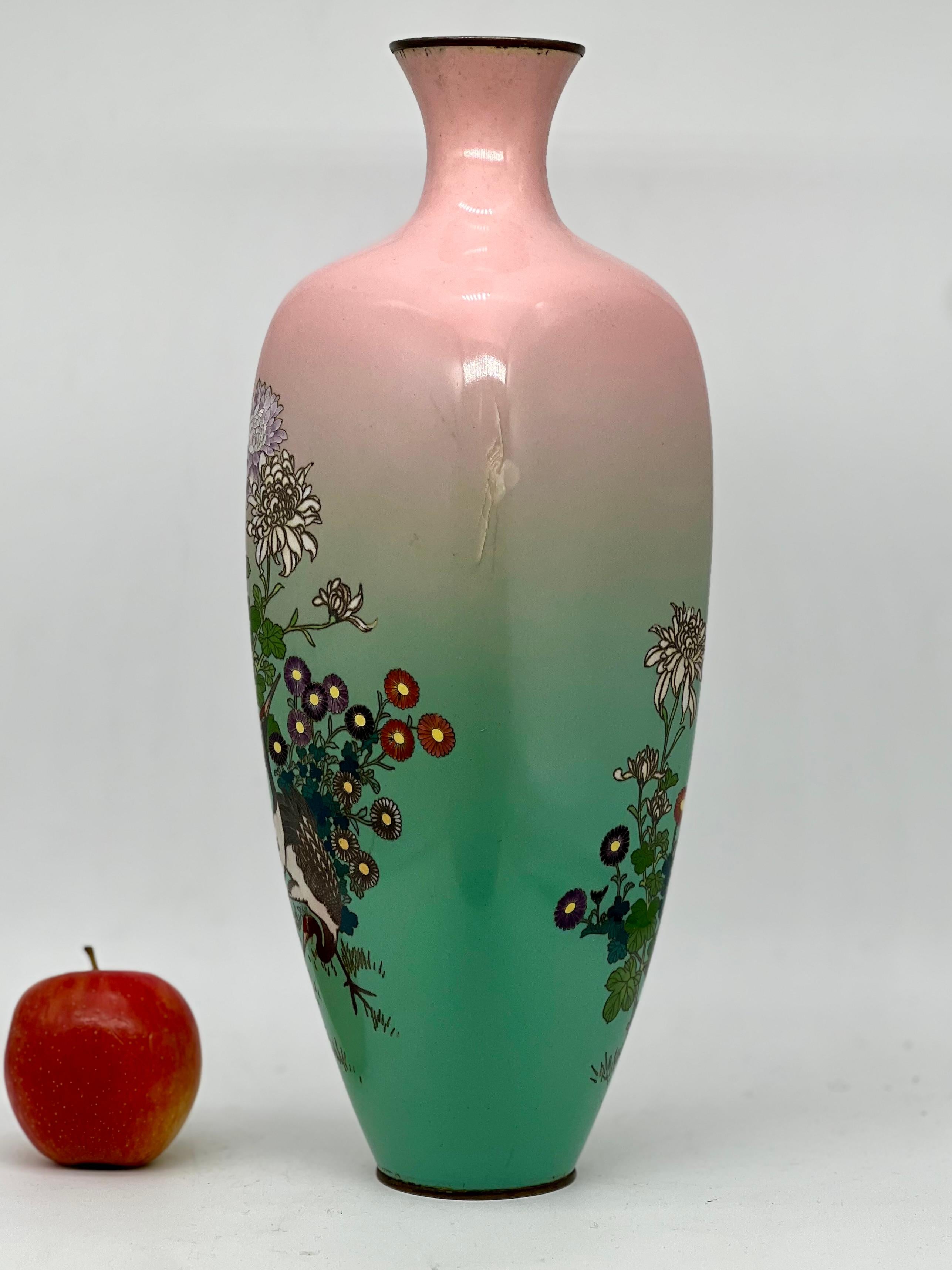 A Beautiful Large Japanese Cloisonne Enamel Vase. Signed .Meiji Period  5