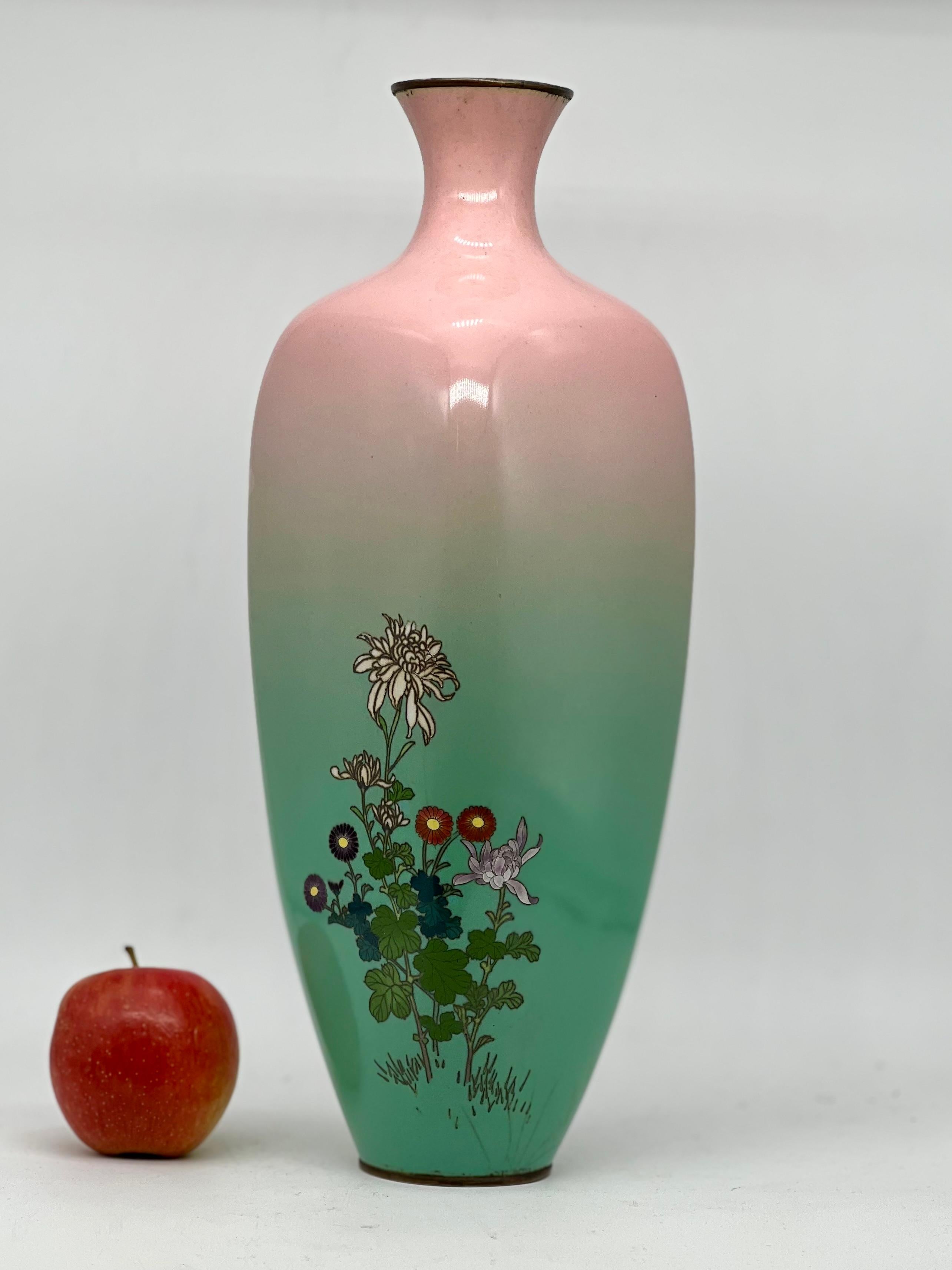 A Beautiful Large Japanese Cloisonne Enamel Vase. Signed .Meiji Period  1