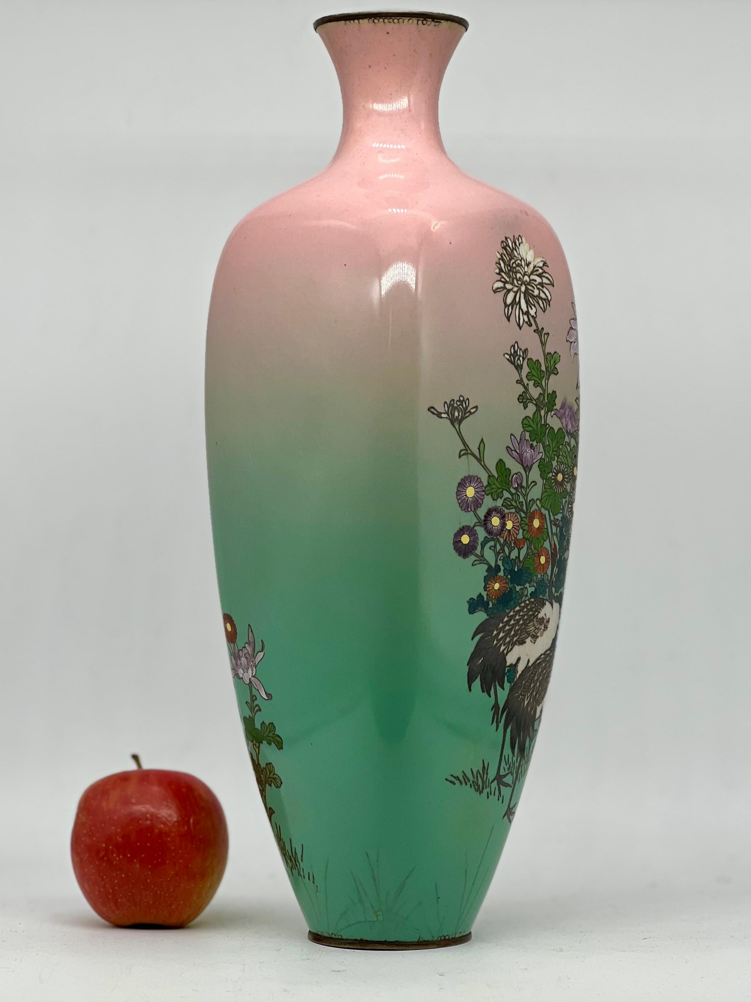 A Beautiful Large Japanese Cloisonne Enamel Vase. Signed .Meiji Period  2