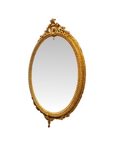 A Beautiful Large Size 19th Century Giltwood Oval Hall or Pier Mirror