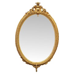 A Beautiful Large Size 19th Century Giltwood Oval Hall or Pier Mirror