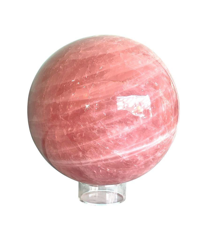 Contemporary A beautiful large Star Rose quartz polished sphere from Madagascar For Sale