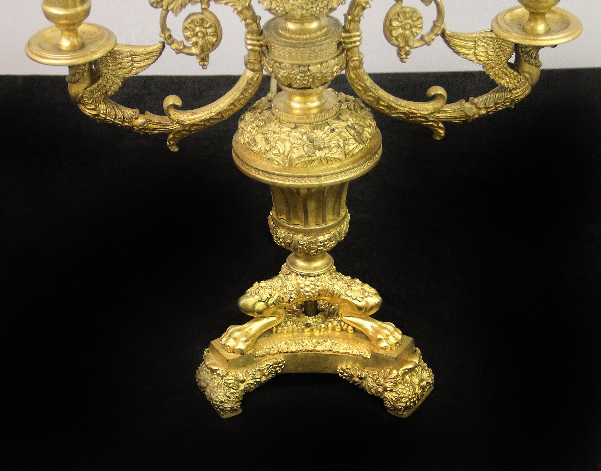French Beautiful Late 19th Century Empire Style Gilt Bronze Lamp For Sale