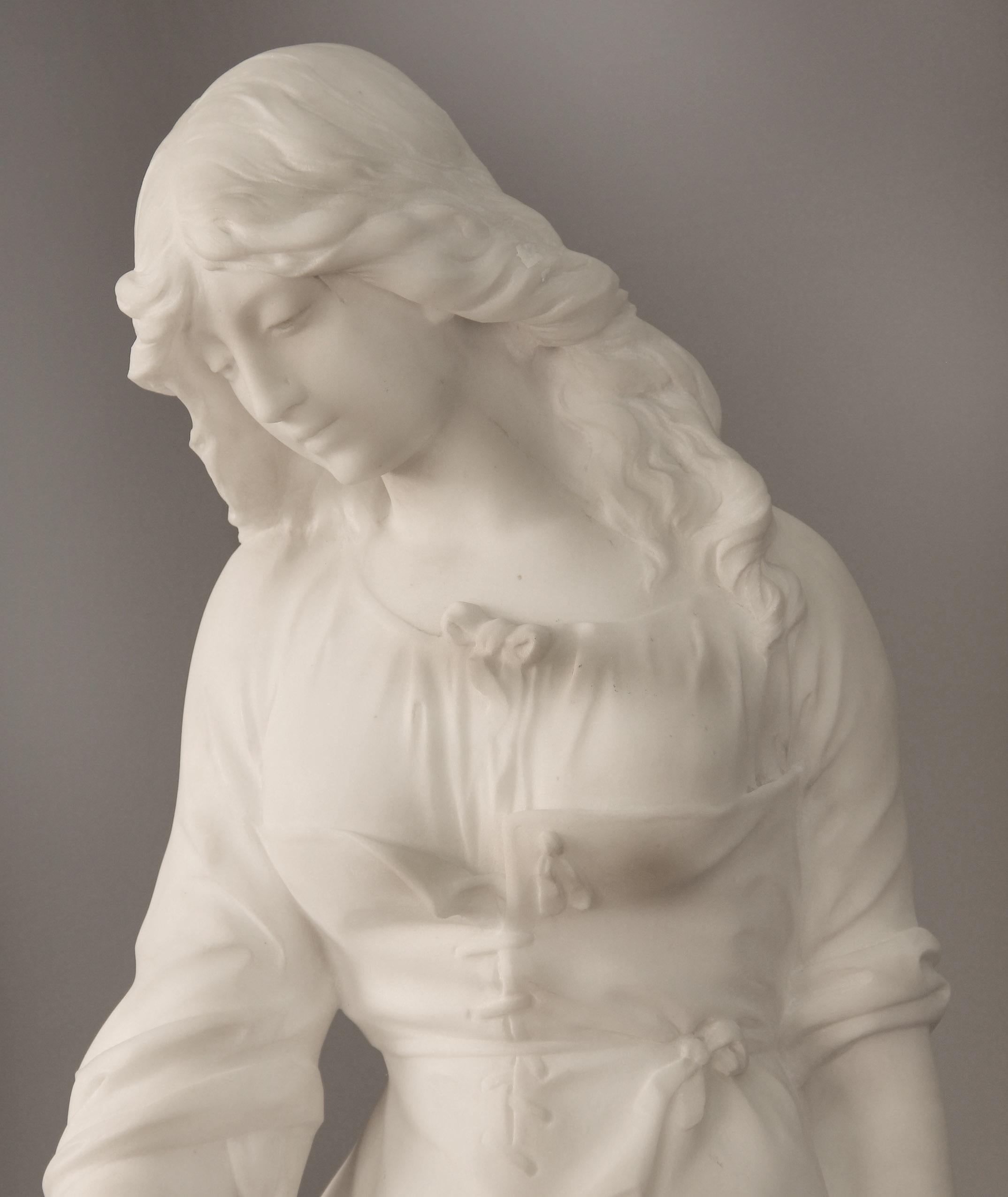 Belle Époque Beautiful Late 19th Century French Carrara Marble of a Woman, Paul Fournier For Sale