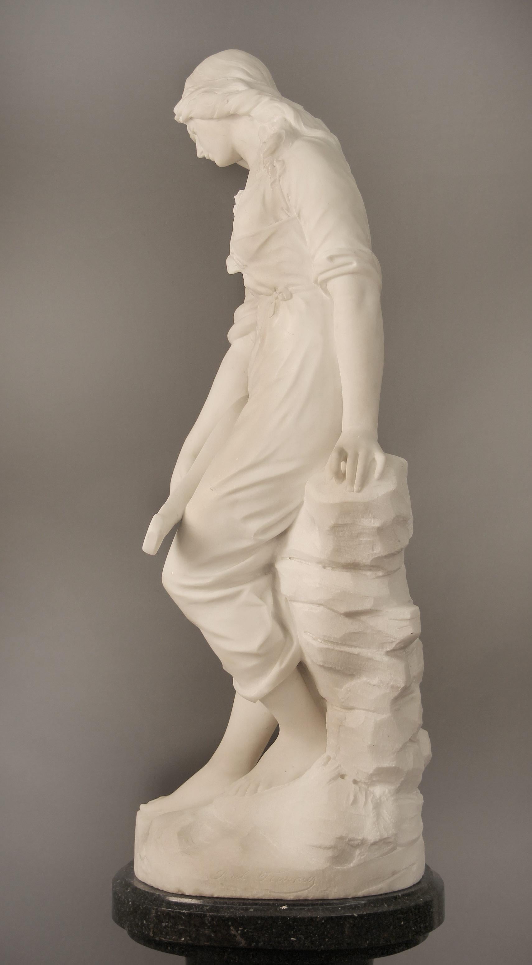 Beautiful Late 19th Century French Carrara Marble of a Woman, Paul Fournier For Sale 2