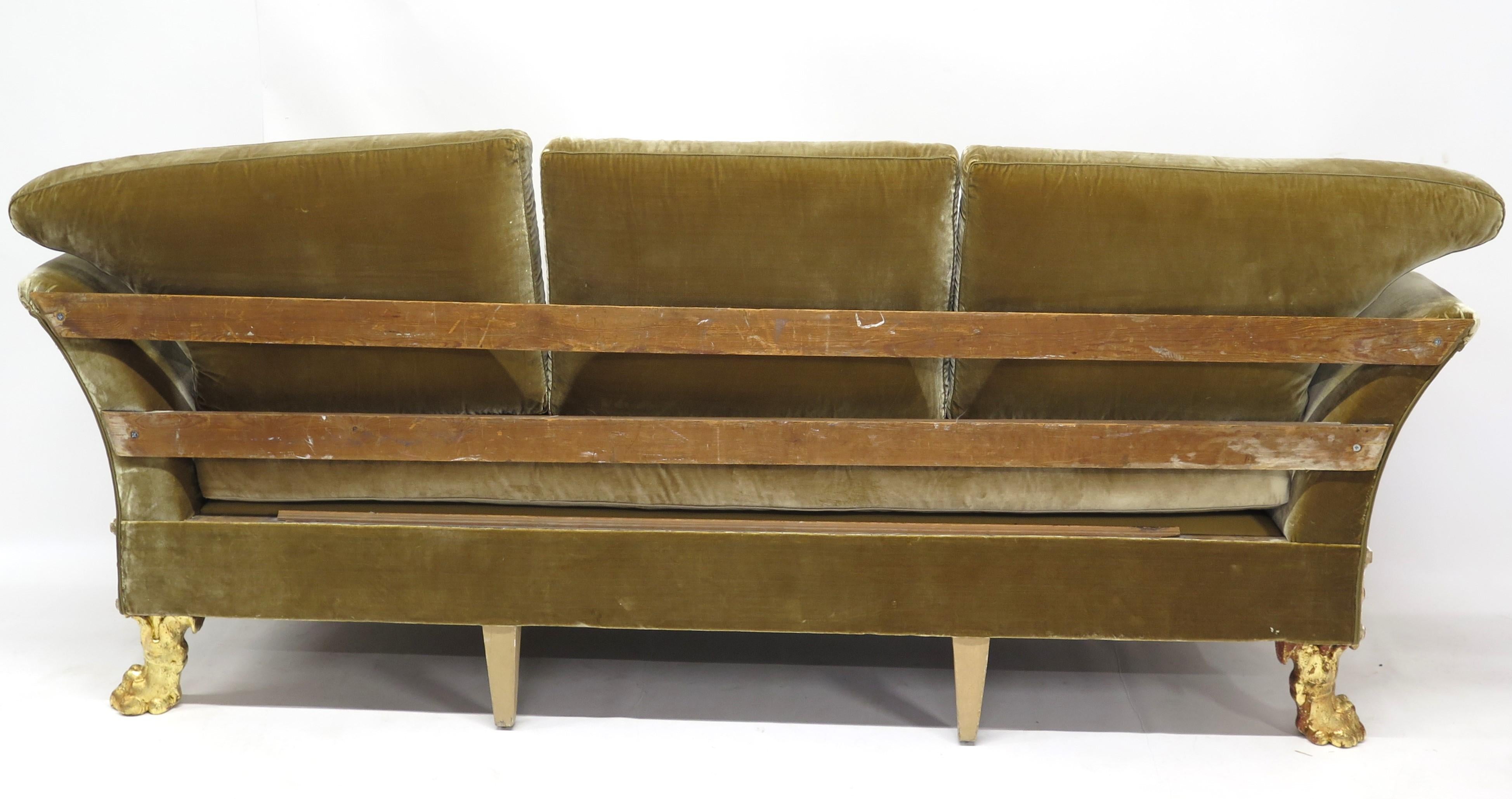 Schöne spät englische Regency-Farbe und vergoldetes, teilweise vergoldetes Settee (Handgeschnitzt) im Angebot
